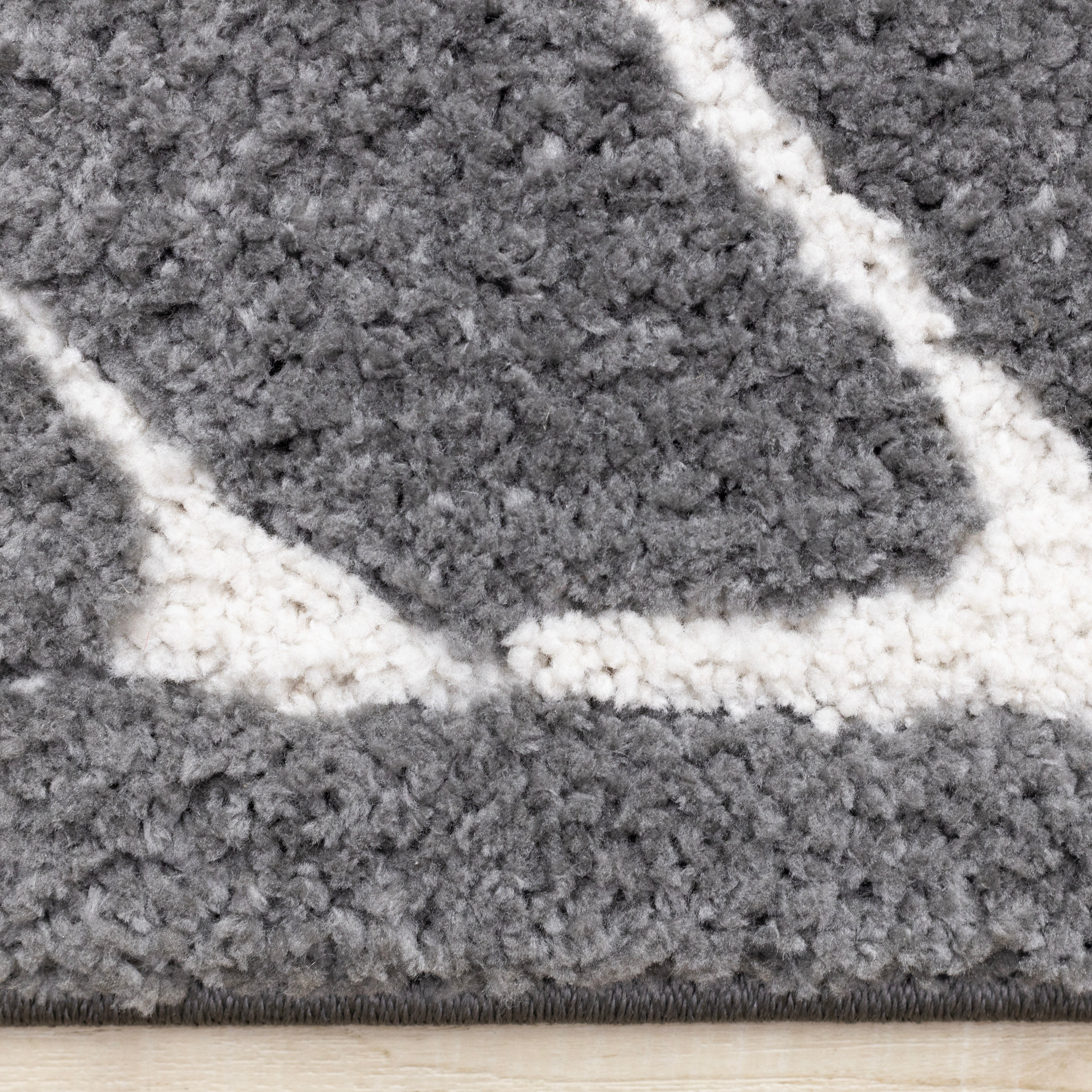 Obsidian 7'10" x 10'6" Broken Lattice Area Rug - Grey, White - Image 6