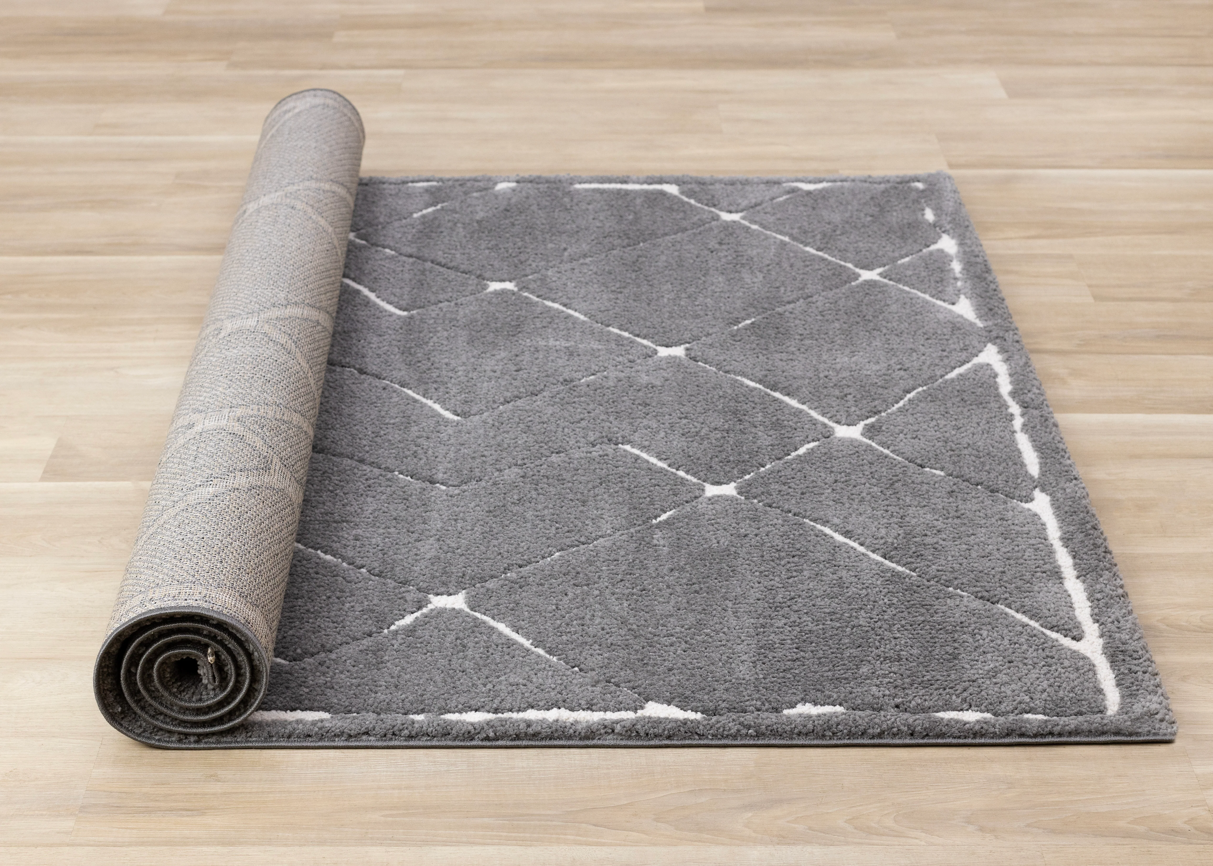Obsidian 7'10" x 10'6" Broken Lattice Area Rug - Grey, White - Image 8