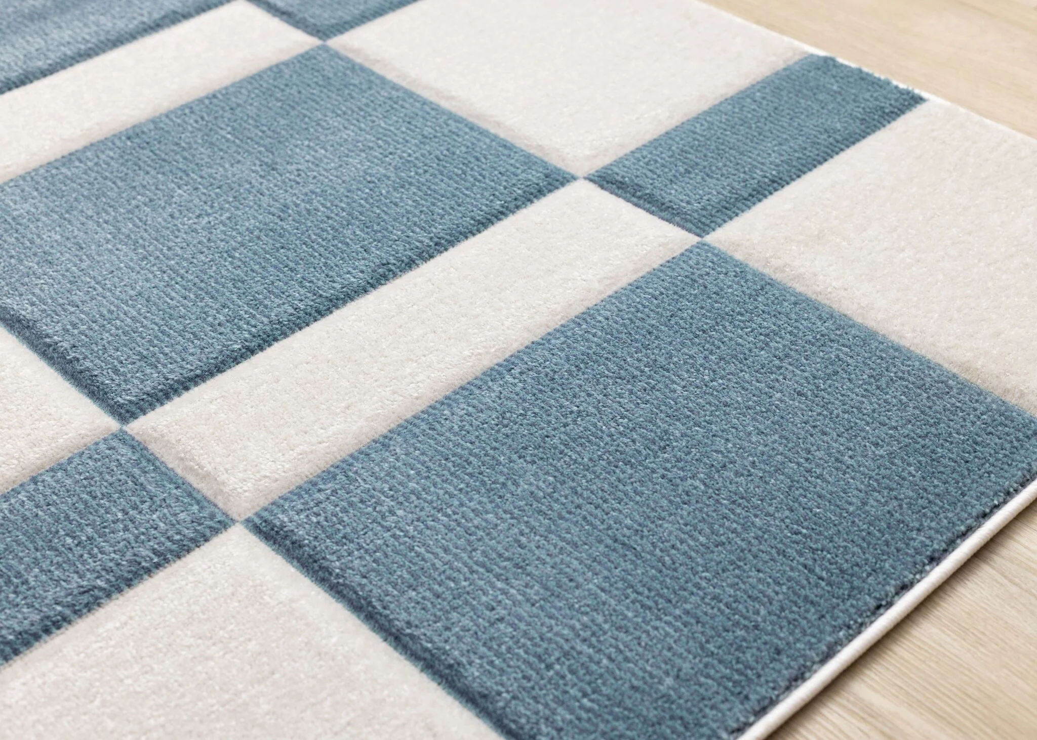 Ocean Blocks 5'3" x 7'7" Banded Rectangle Area Rug - Blue, White - Image 3