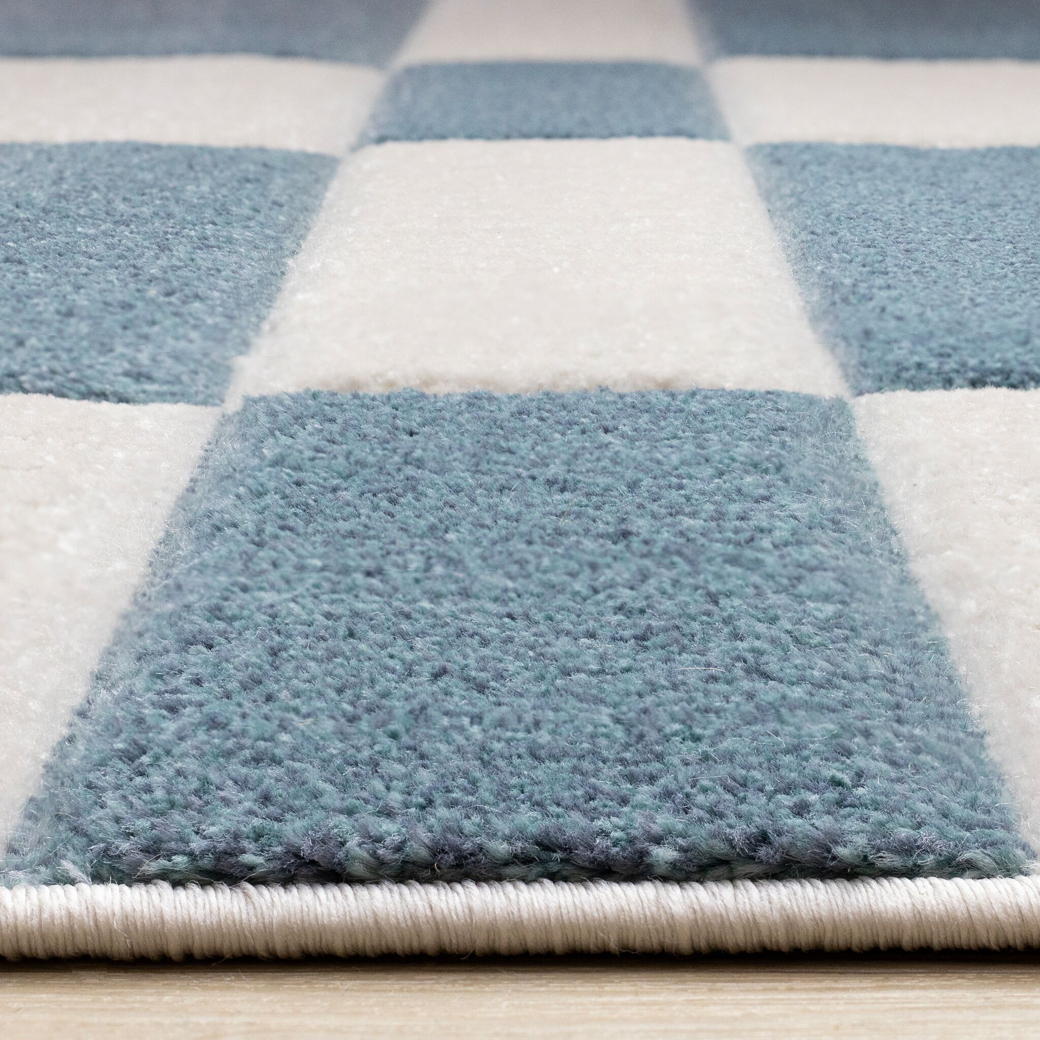 Ocean Blocks 5'3" x 7'7" Banded Rectangle Area Rug - Blue, White - Image 4