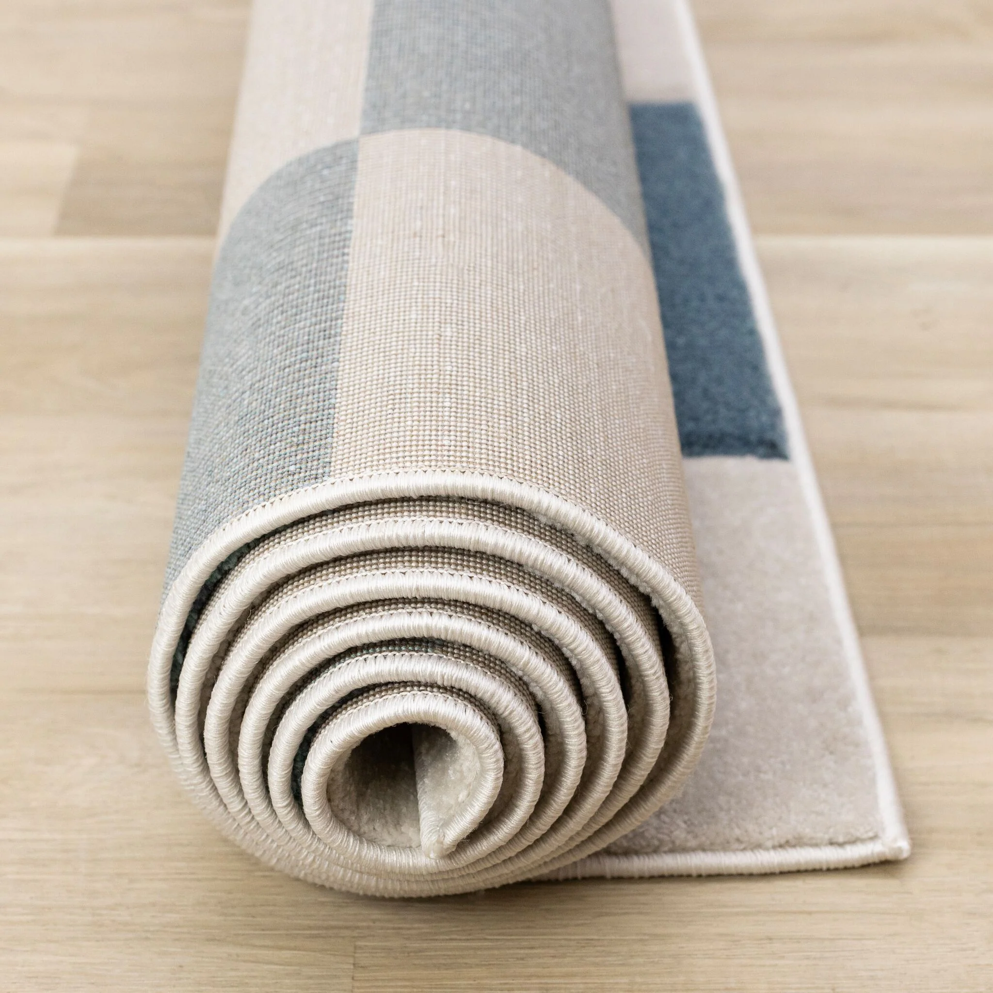 Ocean Blocks 6'7" x 9'6" Banded Rectangle Area Rug - Blue, White - Image 10