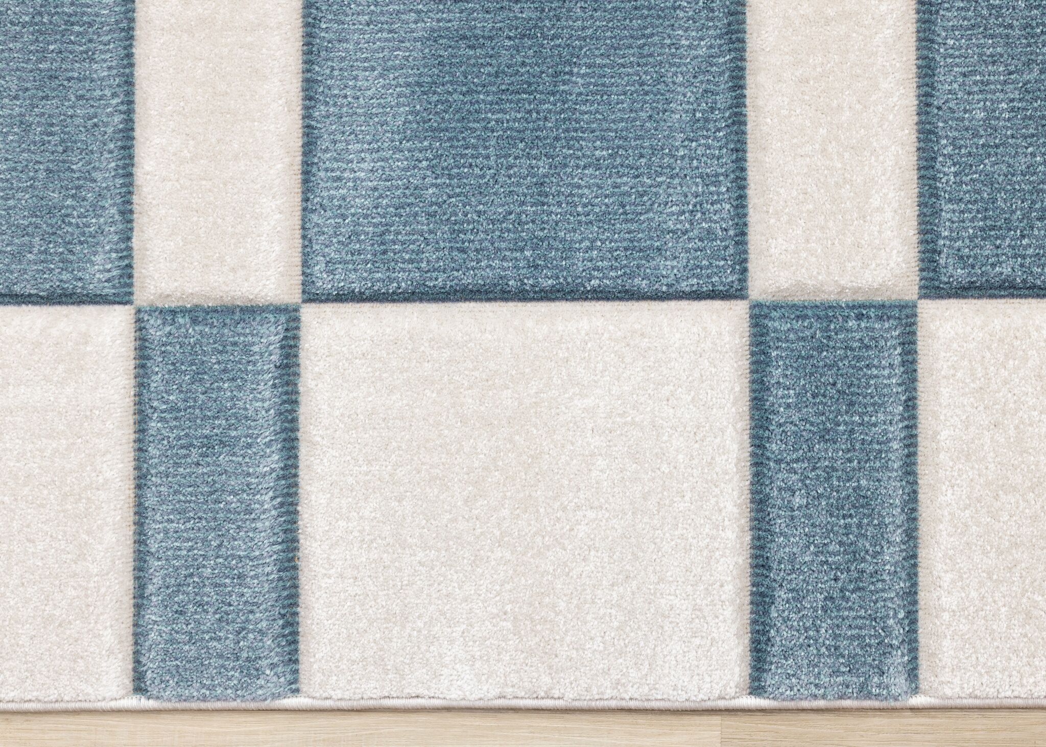 Ocean Blocks 6'7" x 9'6" Banded Rectangle Area Rug - Blue, White - Image 5