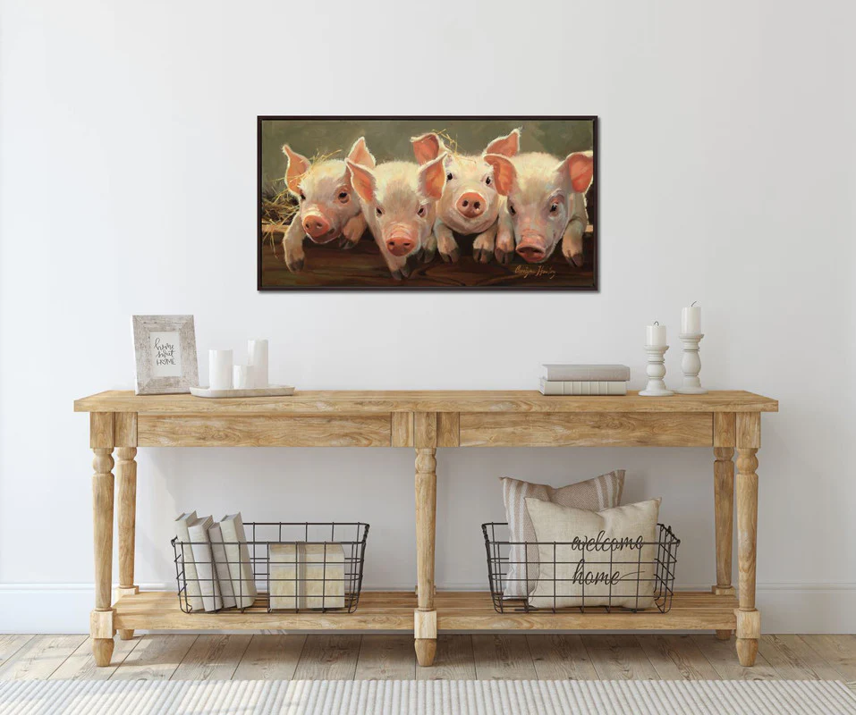 Oinks Overflowing Wall Art - Pink/Brown - 37 X 19 - Image 2