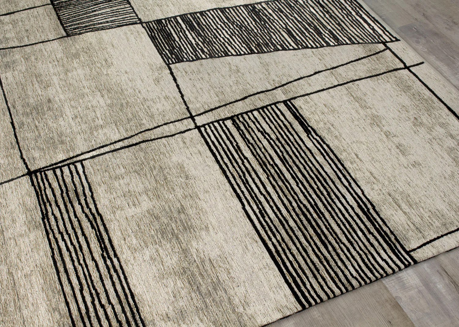 Ollie Abstract Pen Drawing Area Rug - 5' X 8' - Grey - Image 3