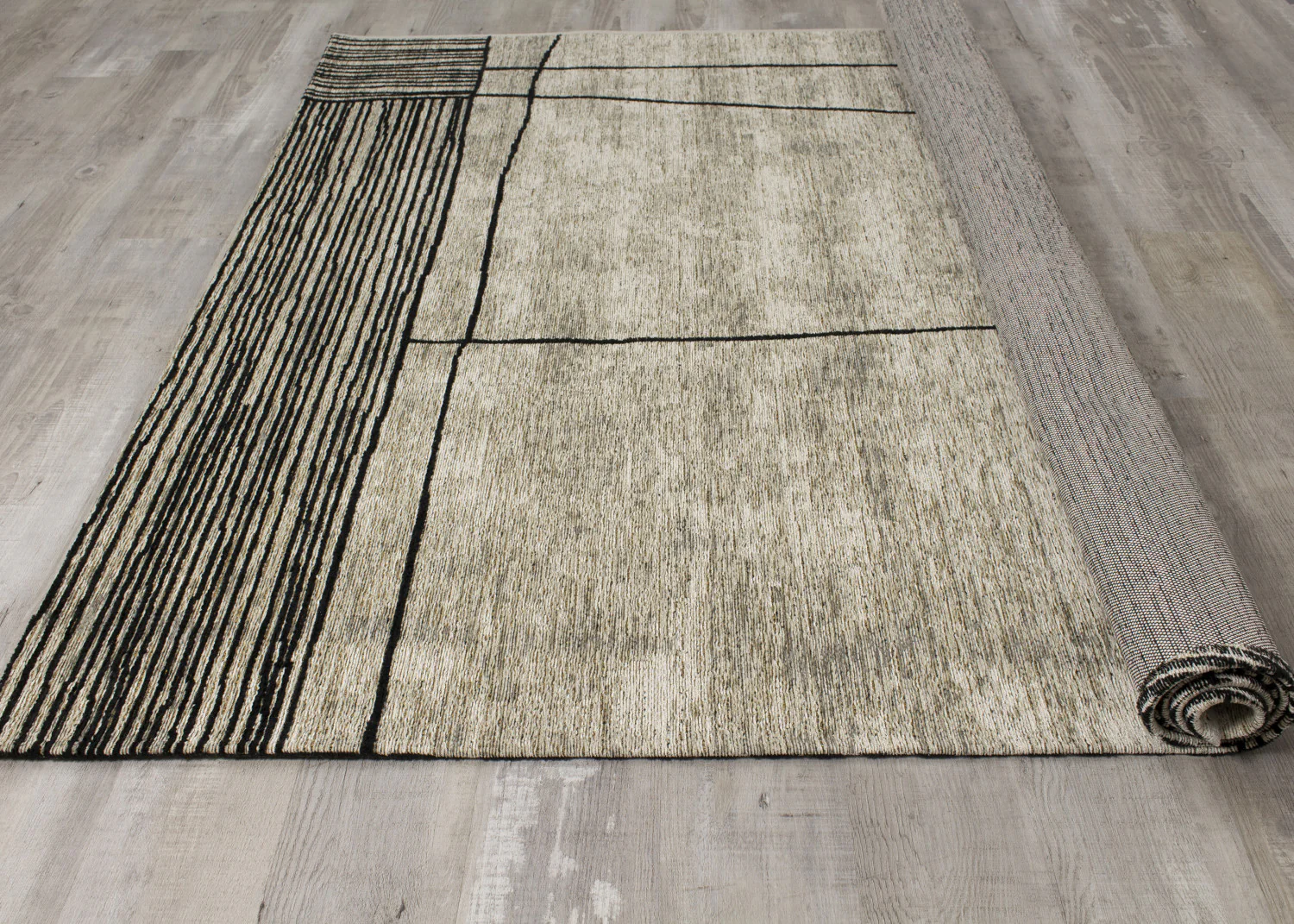 Ollie Abstract Pen Drawing Area Rug - 5' X 8' - Grey - Image 6
