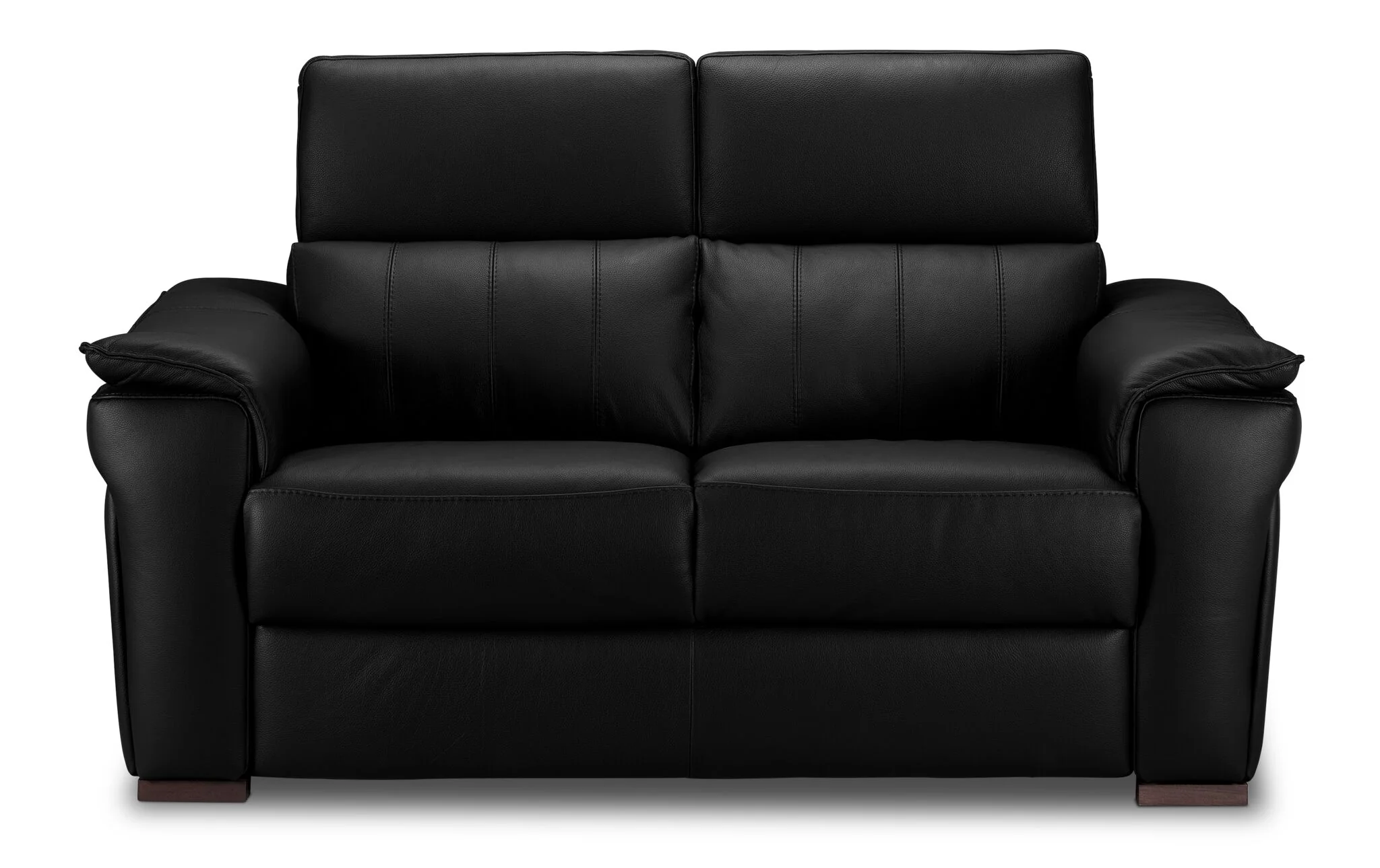 Orlando-Ray Leather Loveseat - Black - Image 2