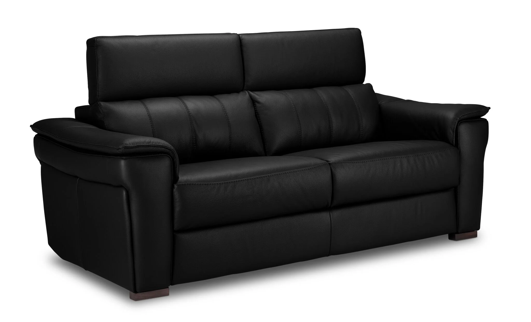 Orlando-Ray Leather Sofa and Chair Set - Black - Image 2