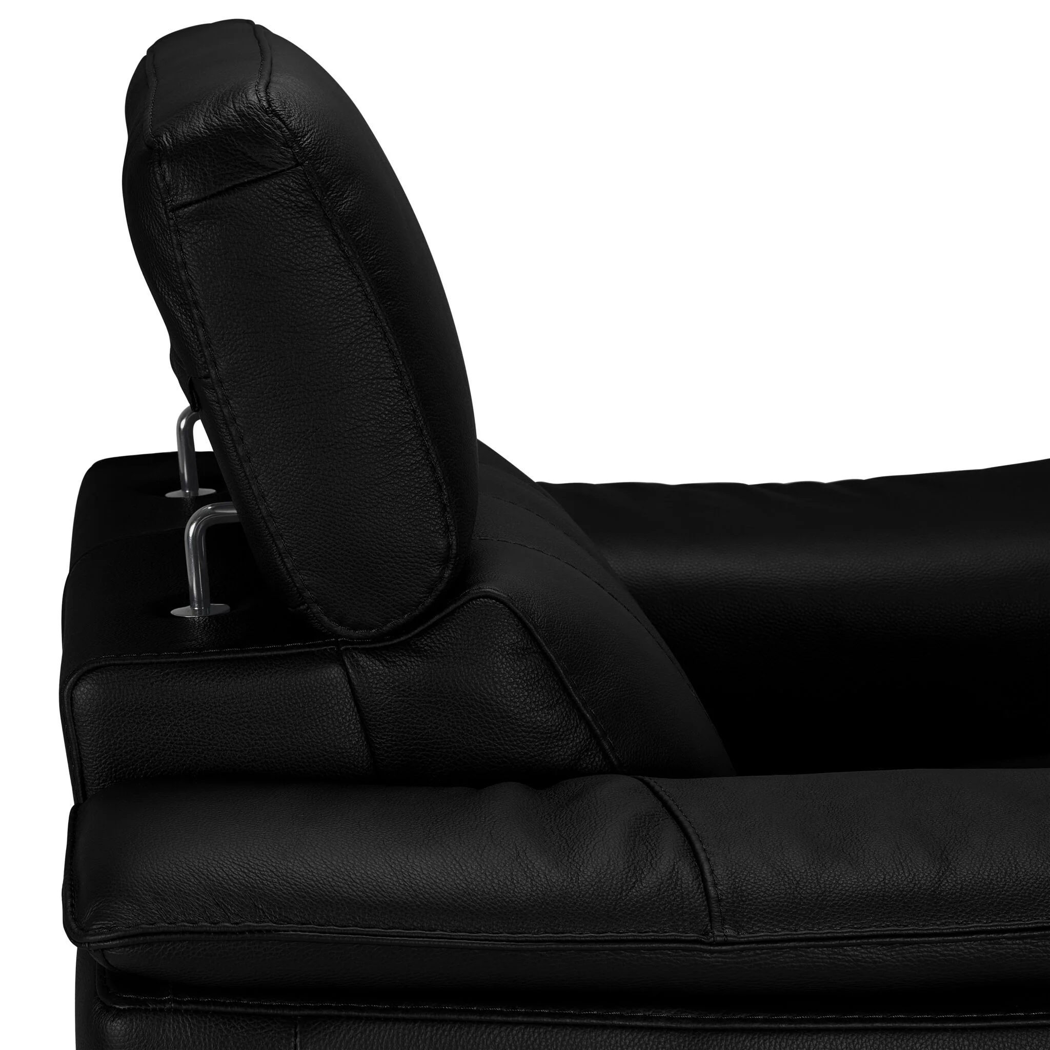 Orlando-Ray Leather Sofa and Chair Set - Black - Image 4