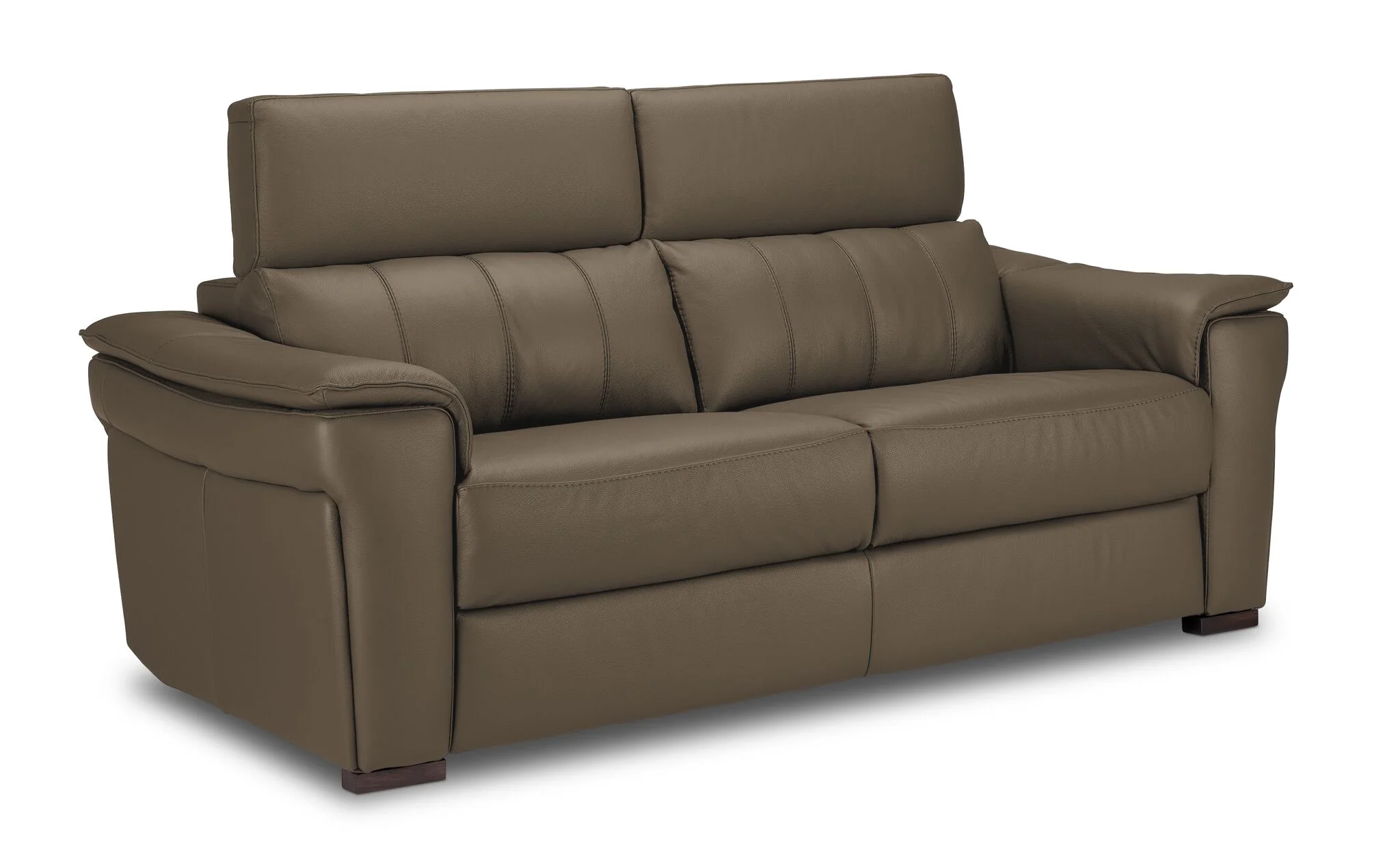 Orlando-Ray Leather Sofa and Chair Set - Taupe - Image 2