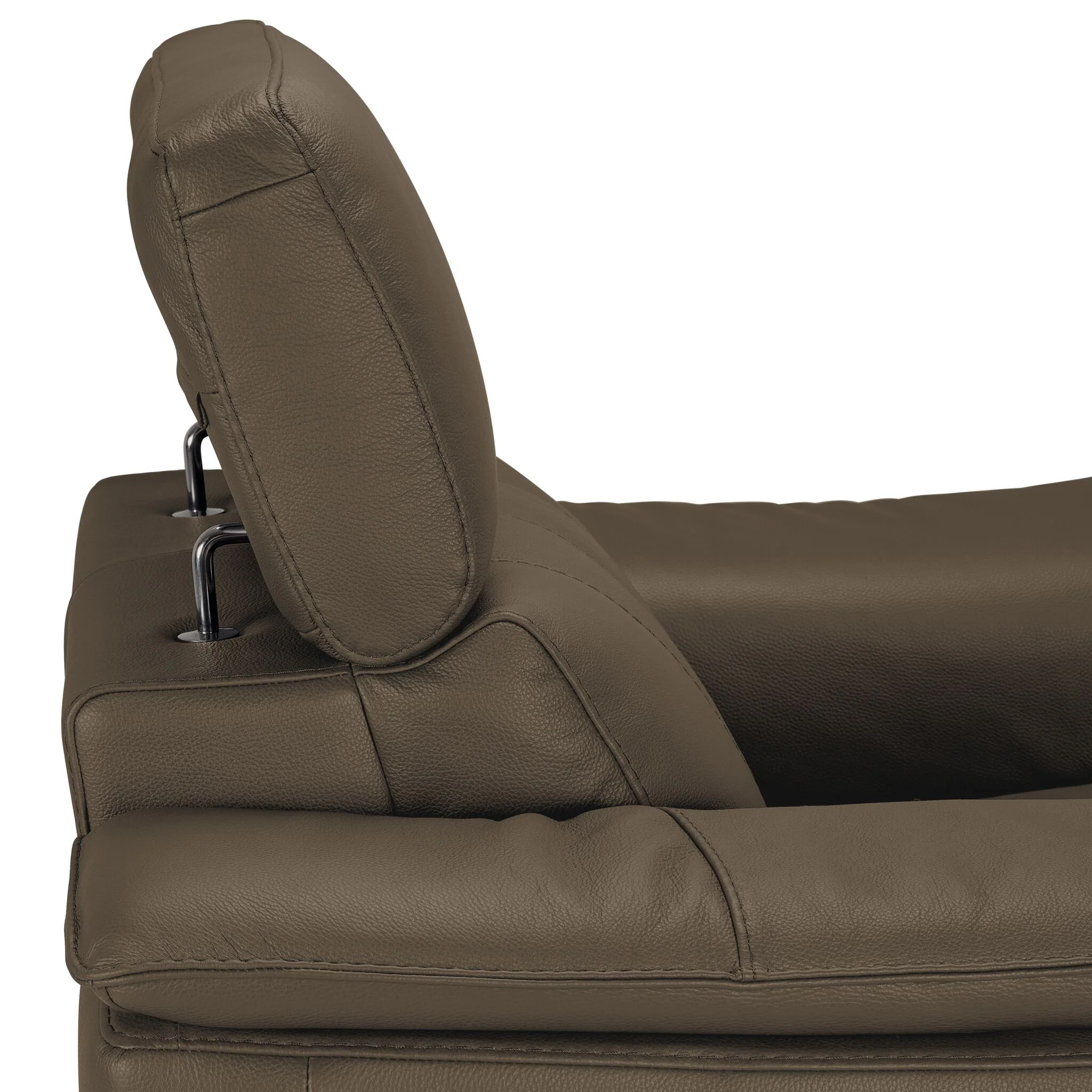Orlando-Ray Leather Sofa and Chair Set - Taupe - Image 4