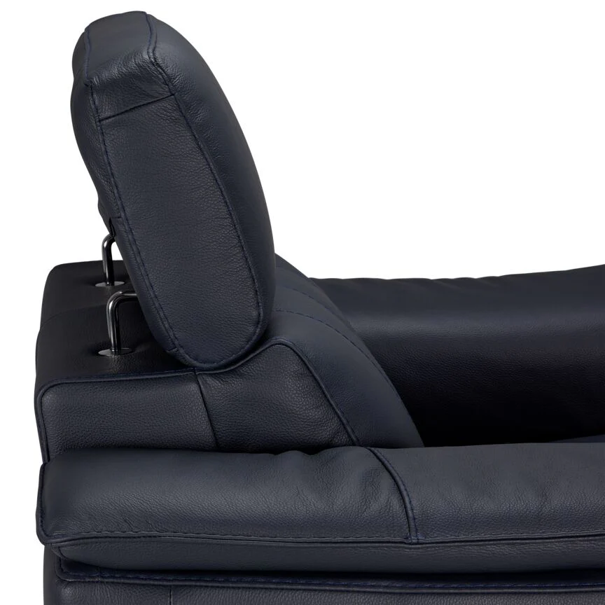 Orlando-Ray Leather Sofa and Loveseat Set-Blue - Image 4