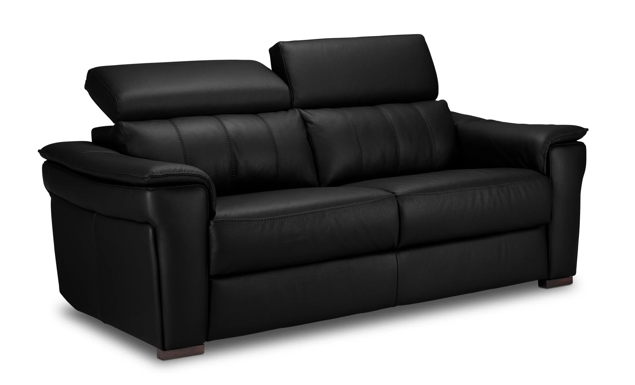 Orlando-Ray Leather Sofa - Black - Image 3