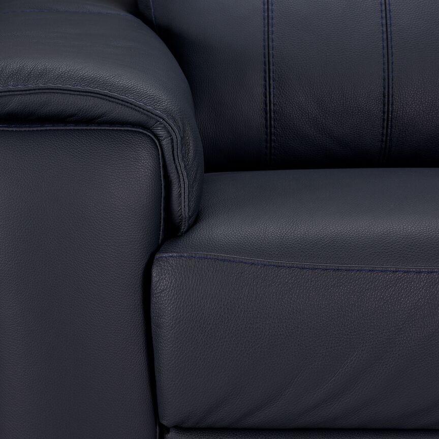 Orlando-Ray Leather Sofa - Blue - Image 6