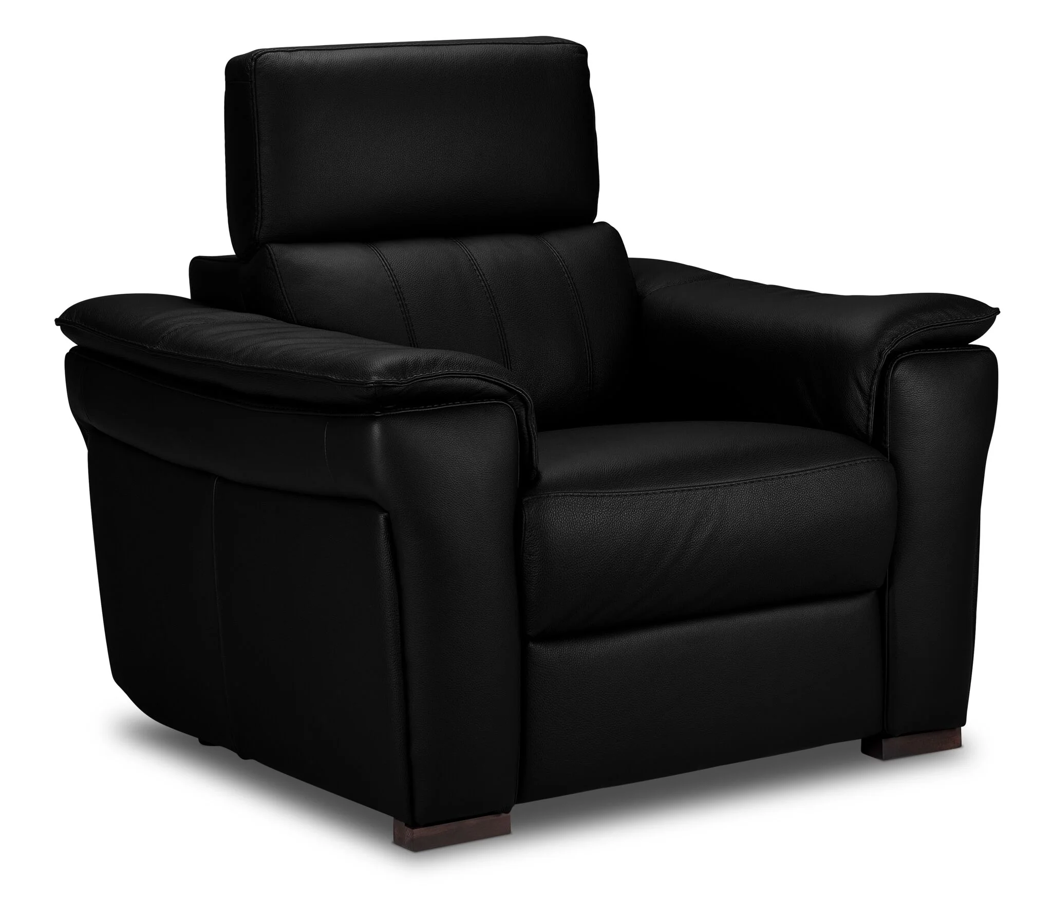 Orlando-Ray Leather Sofa, Loveseat and Chair Set - Black - Image 4