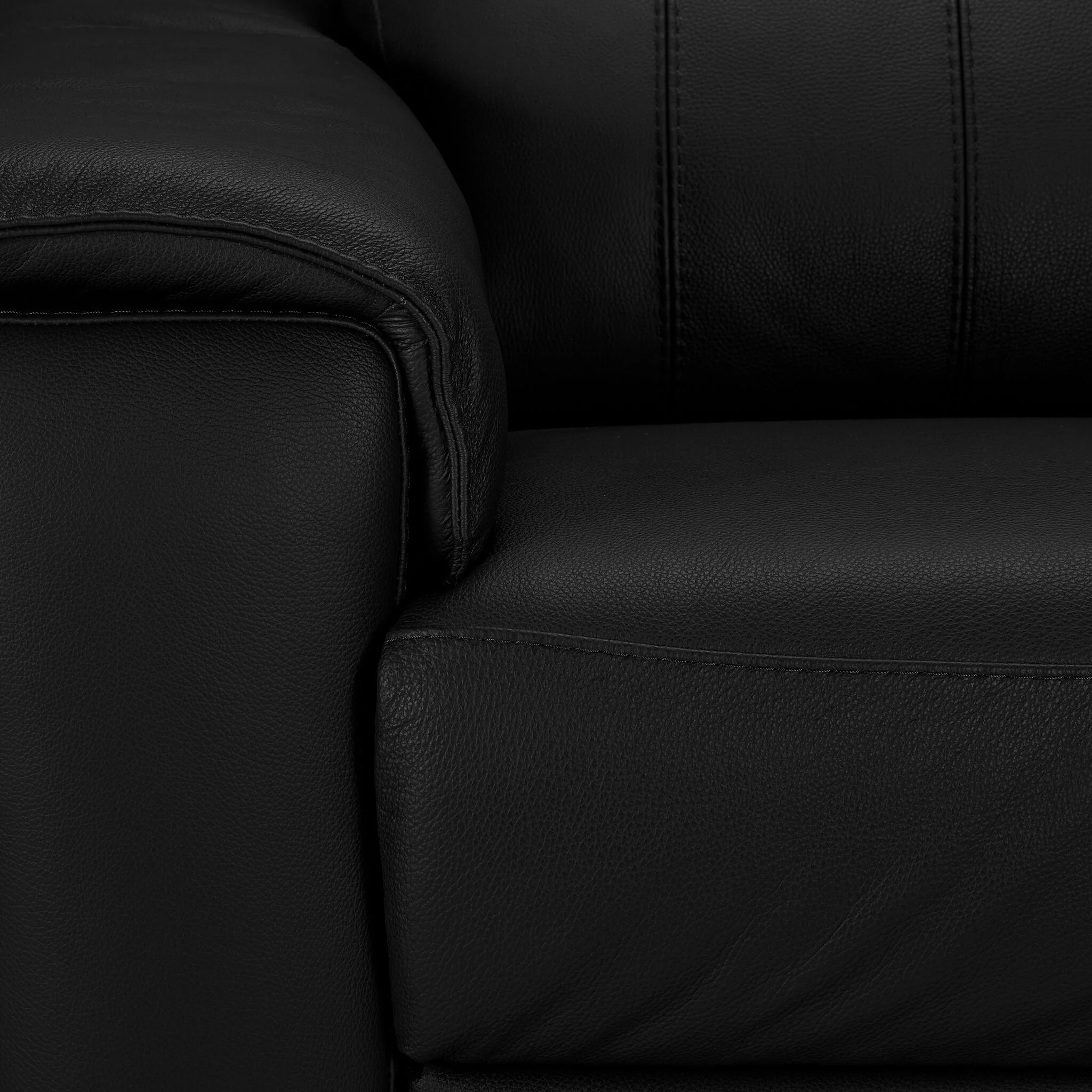 Orlando-Ray Leather Sofa, Loveseat and Chair Set - Black - Image 6