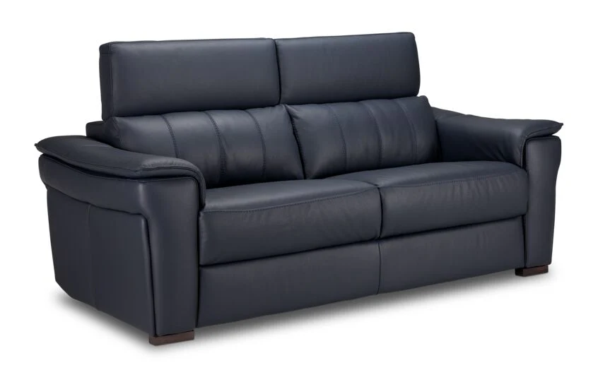 Orlando-Ray Leather Sofa, Loveseat and Chair Set-Blue - Image 2