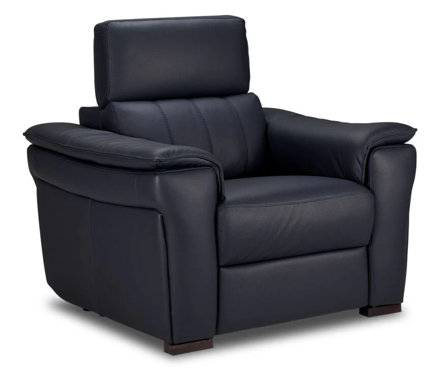 Orlando-Ray Leather Sofa, Loveseat and Chair Set-Blue - Image 4