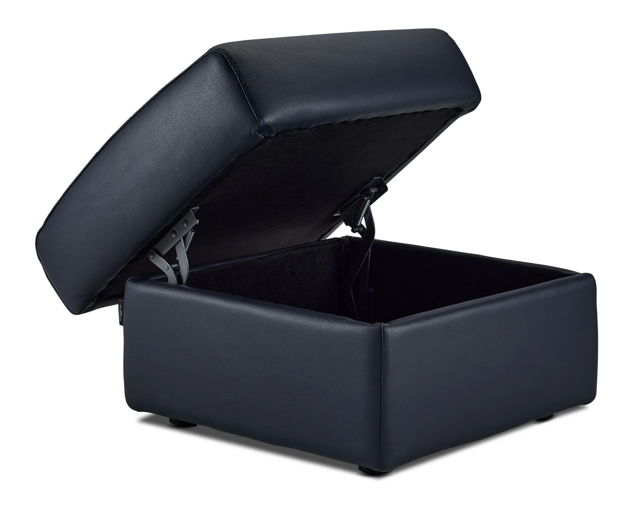 Orlando-Ray Leather Storage Ottoman - Blue - Image 3