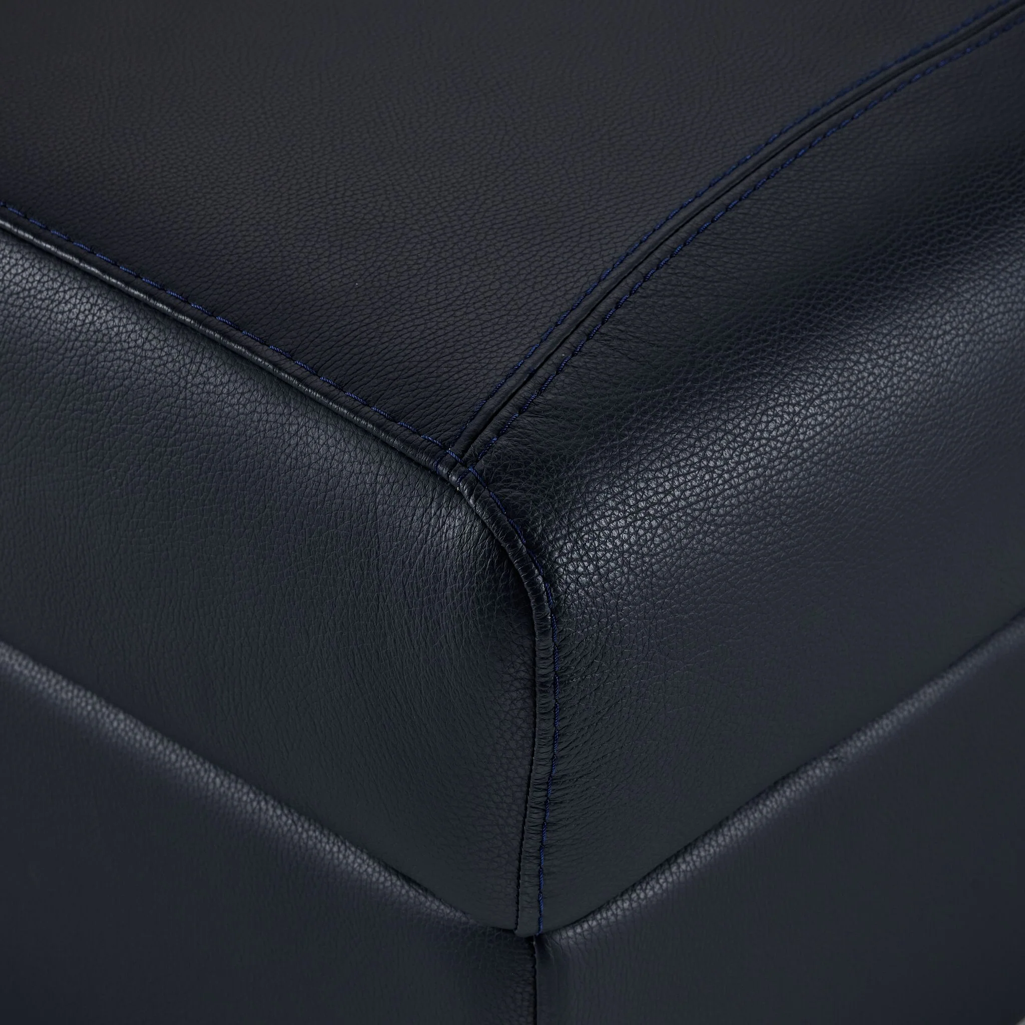 Orlando-Ray Leather Storage Ottoman - Blue - Image 4
