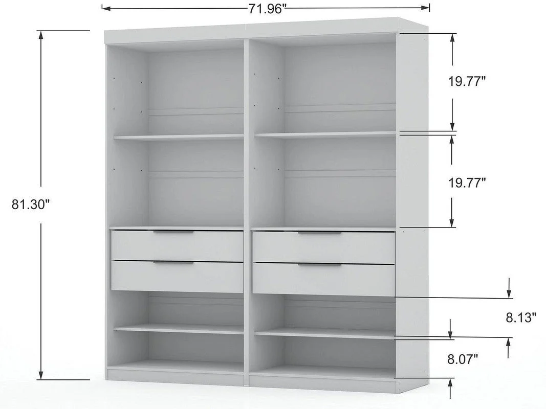 Oulu 2-Piece Modular Wardrobe - White - Image 3