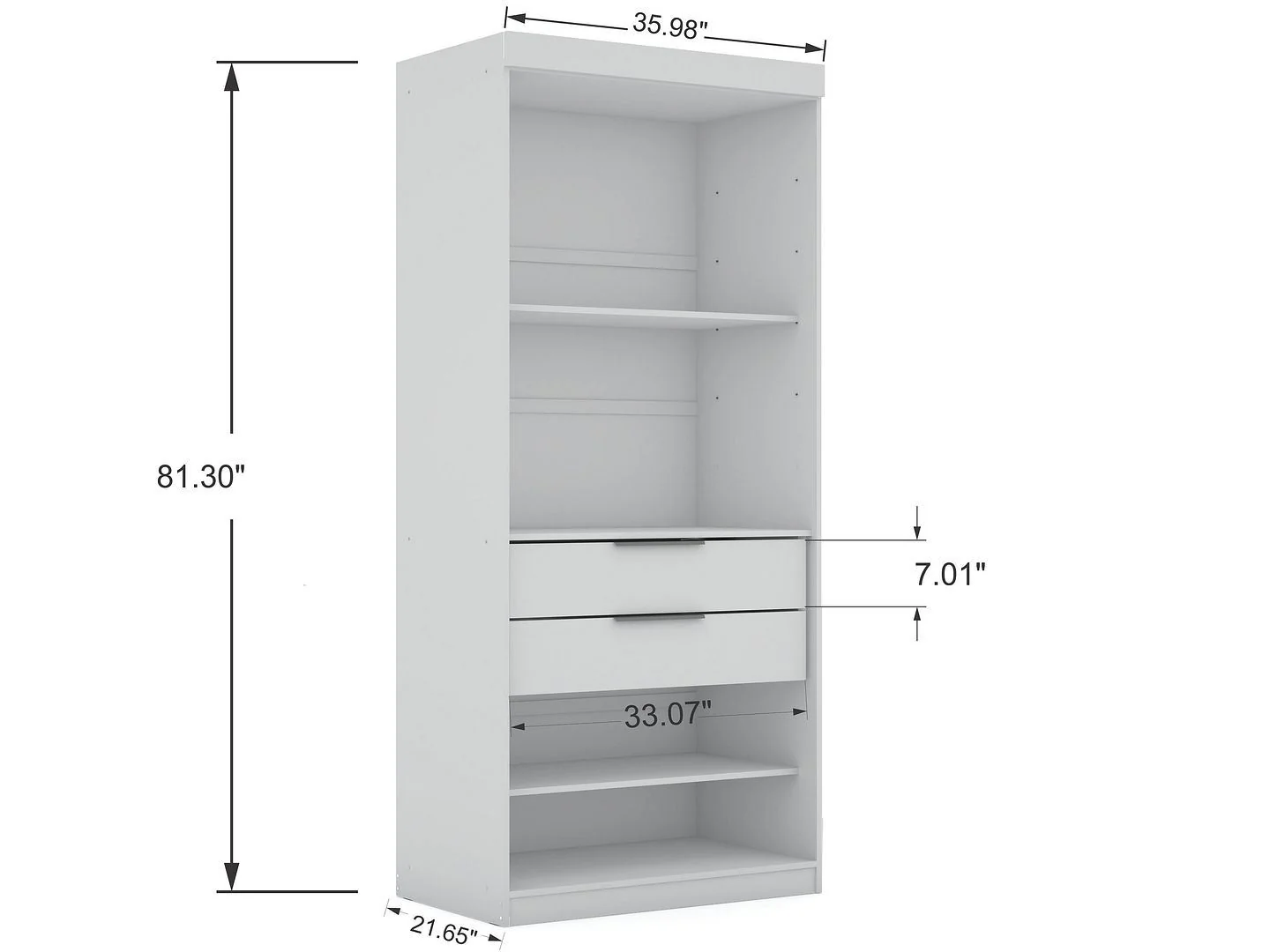 Oulu 2-Piece Modular Wardrobe - White - Image 7