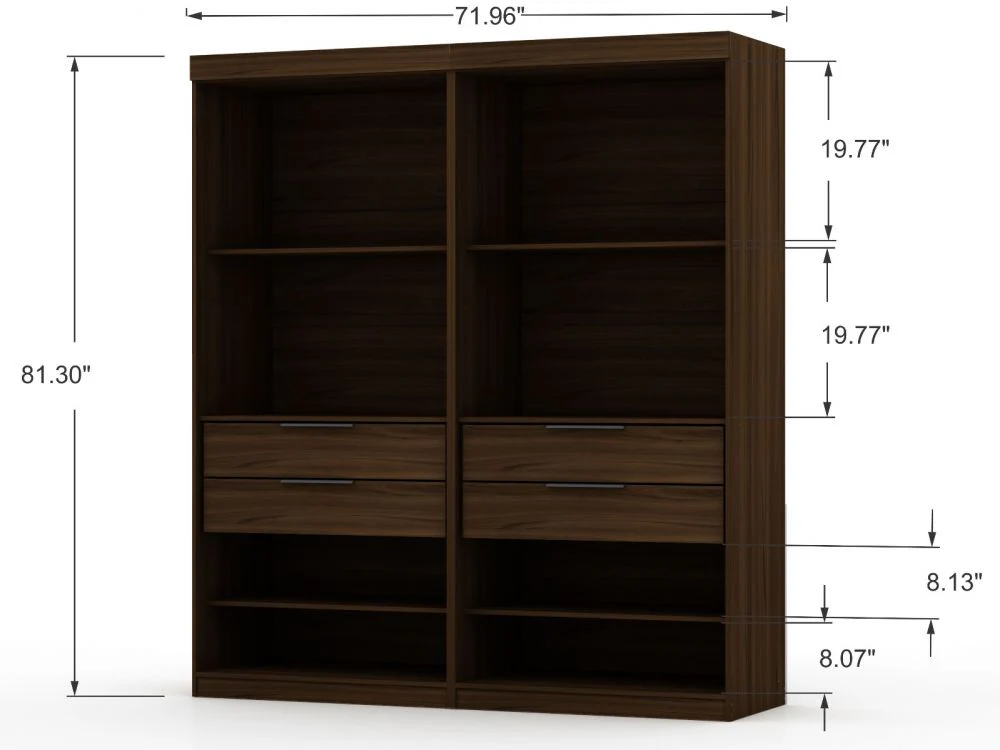 Oulu 2-Piece Open Sectional Wardrobe - Brown - Image 3