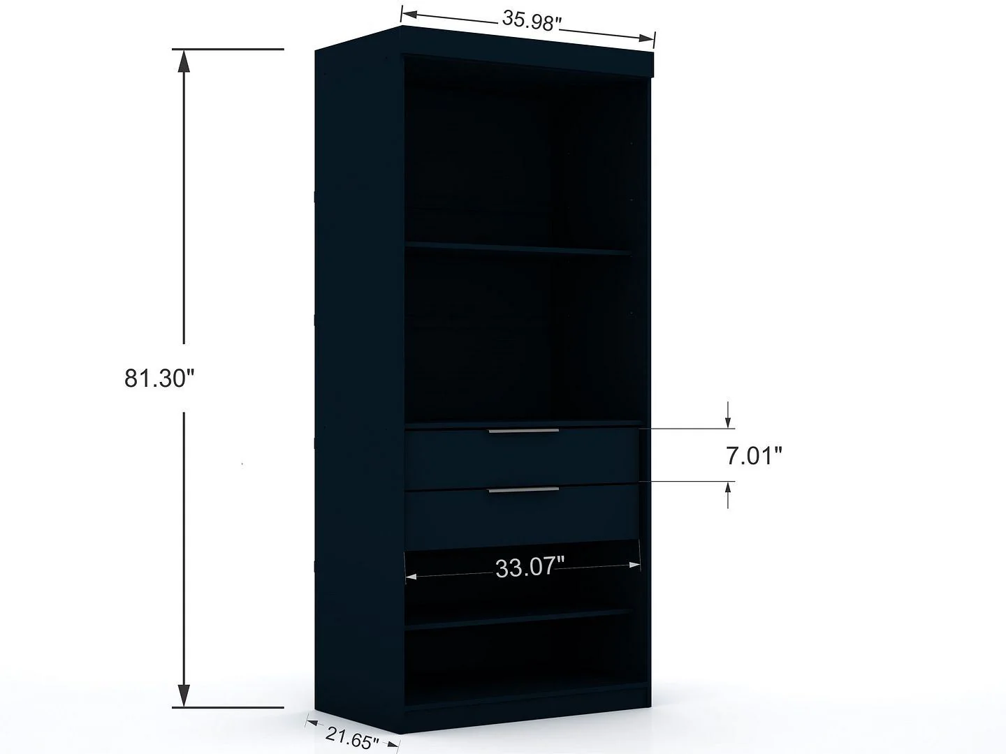 Oulu 3-Piece Open Sectional Wardrobe - Midnight Blue - Image 6