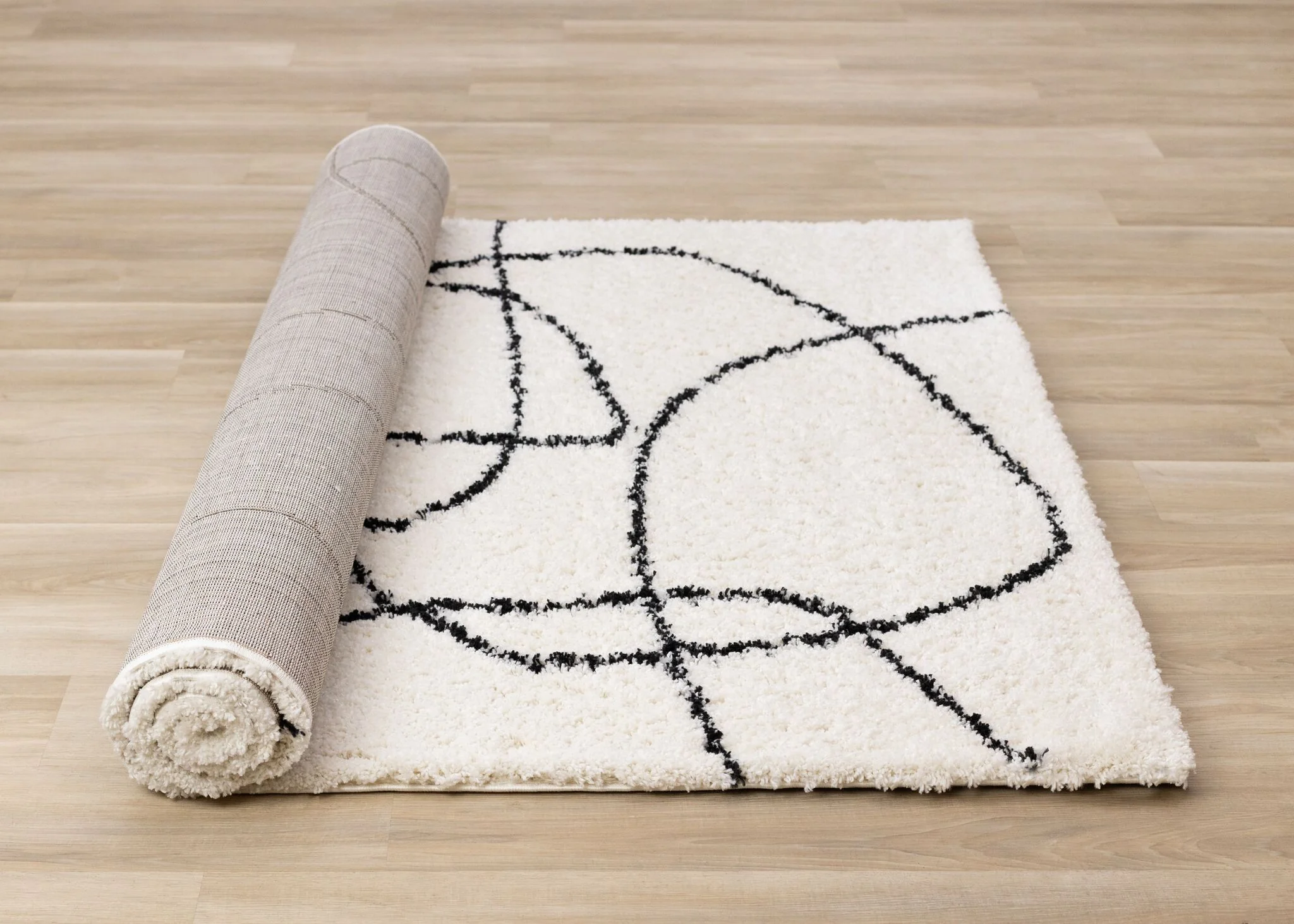 Pace 6'7" x 9'6" Outlinded Shapes Area Rug - Cream, Black - Image 8