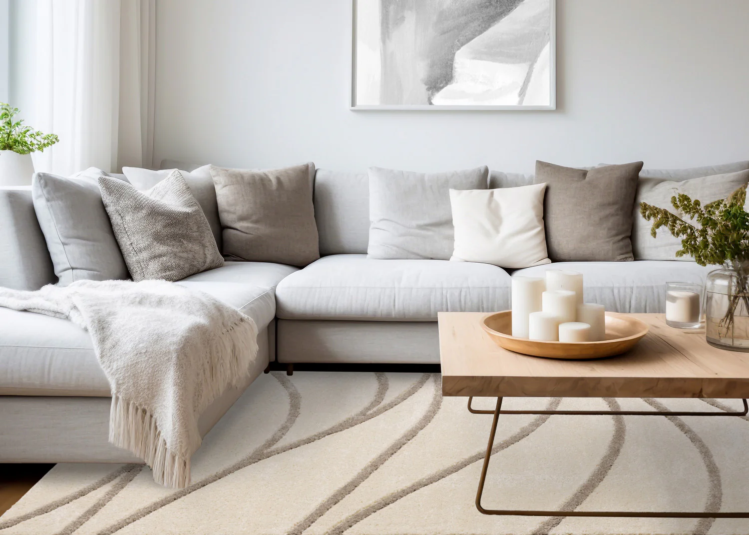 Palace Modern Curves Area Rug - 5' X 8' - Cream/Taupe - Image 3