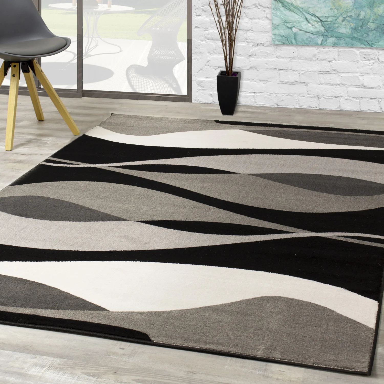 Paladin Drifts Area Rug - 8' X 11' - Black Grey - Image 2