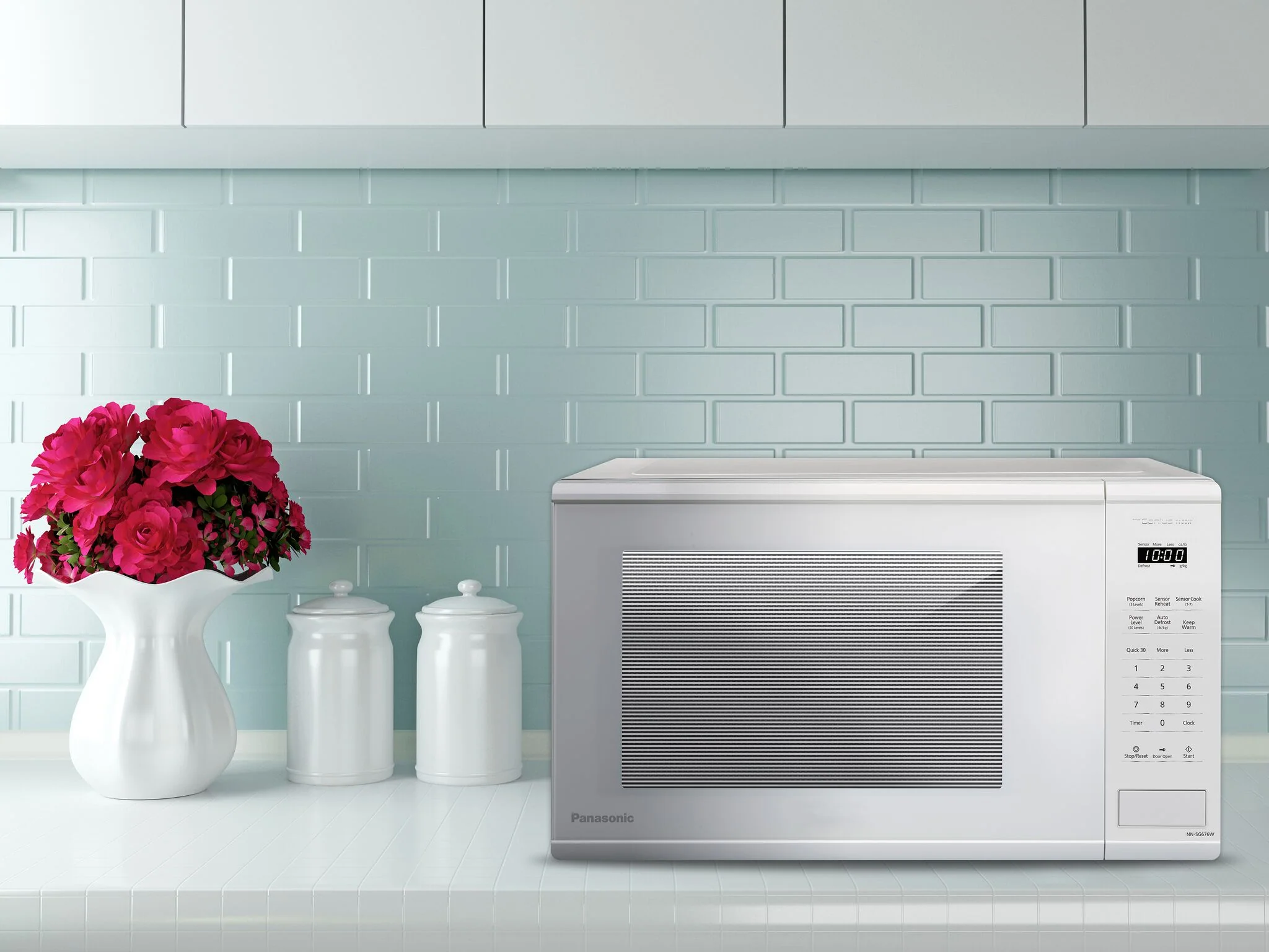 Panasonic White Countertop Microwave with Genius Sensor (1.3 Cu.Ft.) - NNSG676WC - Image 2