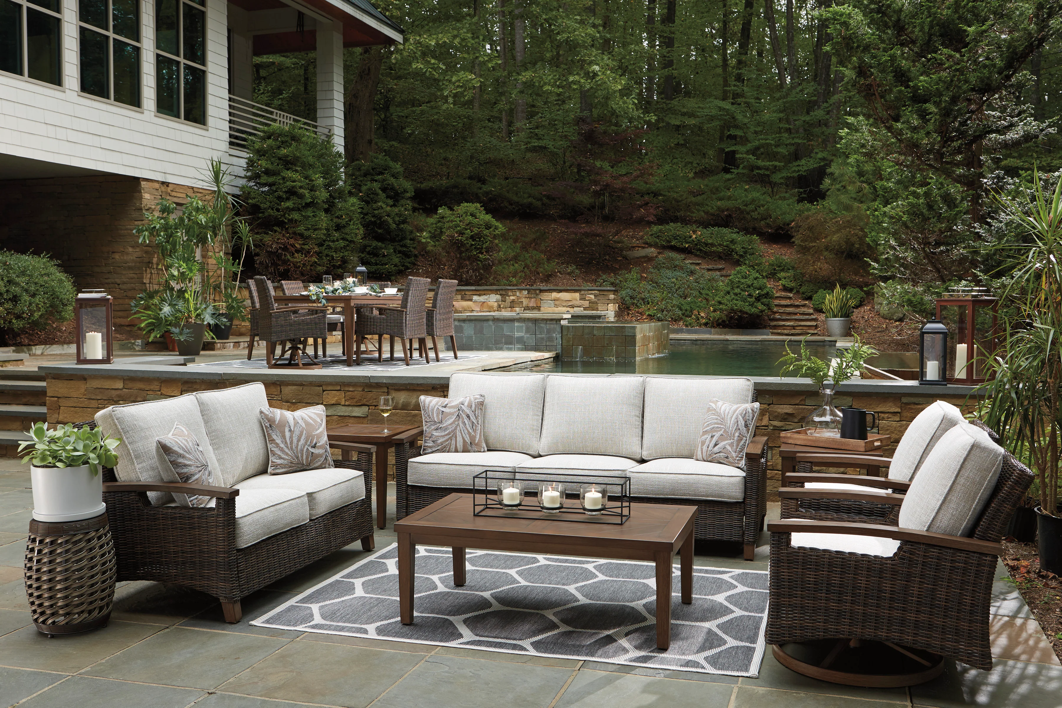 Paradise Trail - Outdoor Loveseat - Medium Brown - Image 3
