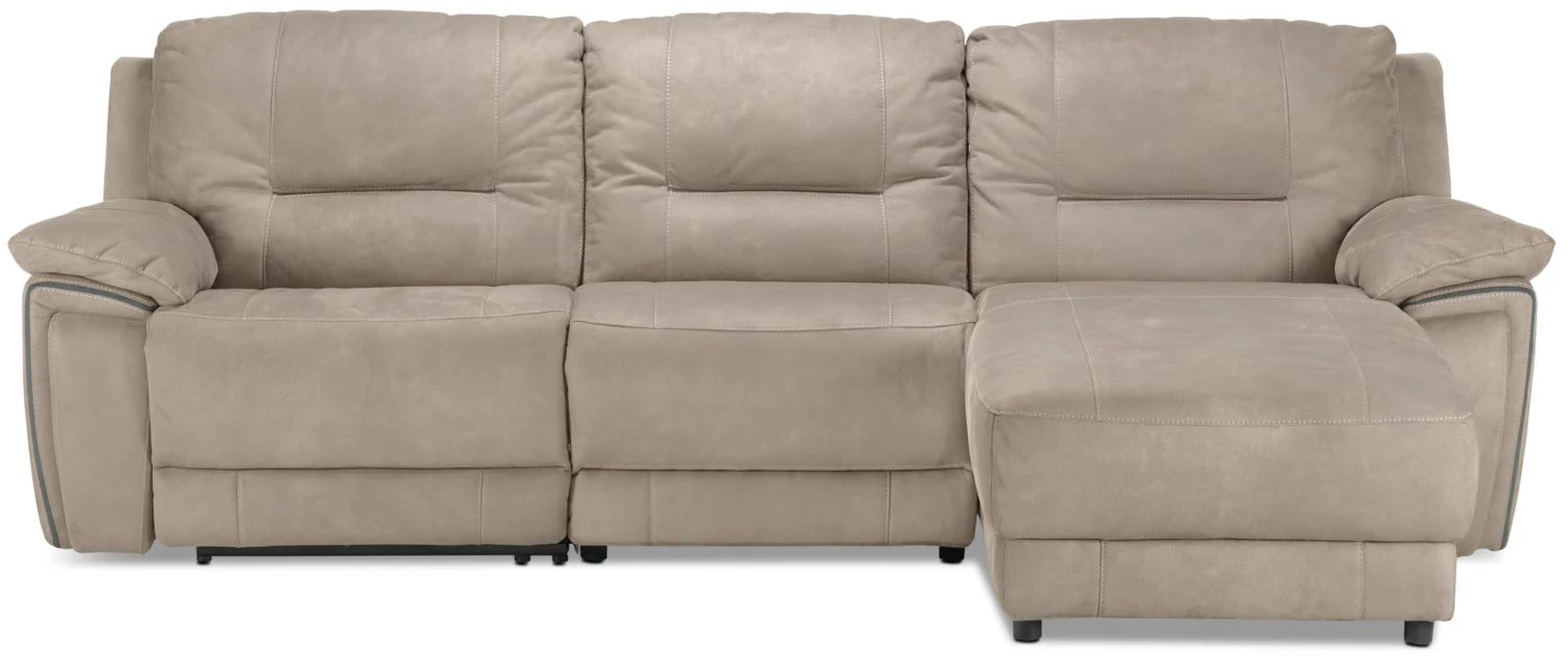 Pasadena 3-Piece Reclining Sofa with Right-Facing Chaise - Light Grey - Image 4