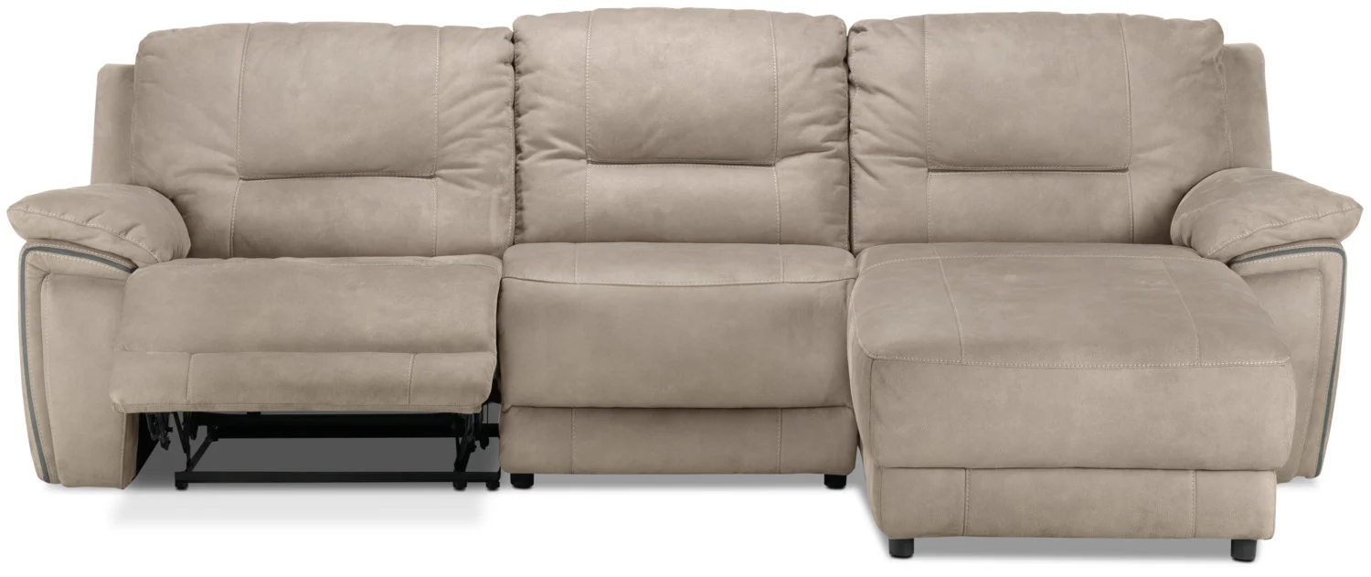Pasadena 3-Piece Reclining Sofa with Right-Facing Chaise - Light Grey - Image 6