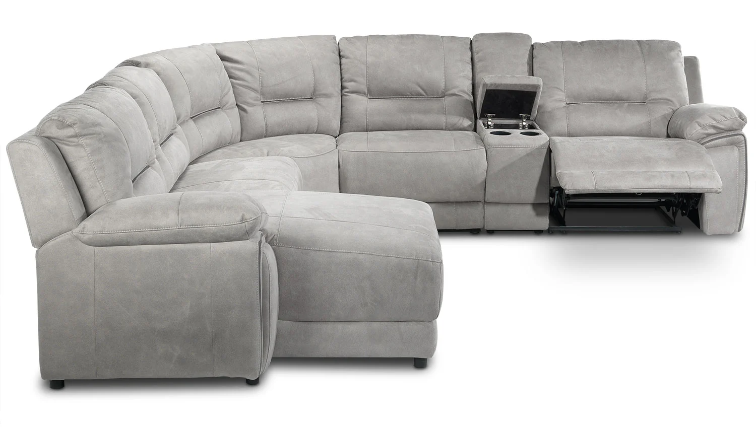 Pasadena 6-Piece Reclining Sectional with Left-Facing Chaise - Light Grey - Image 8