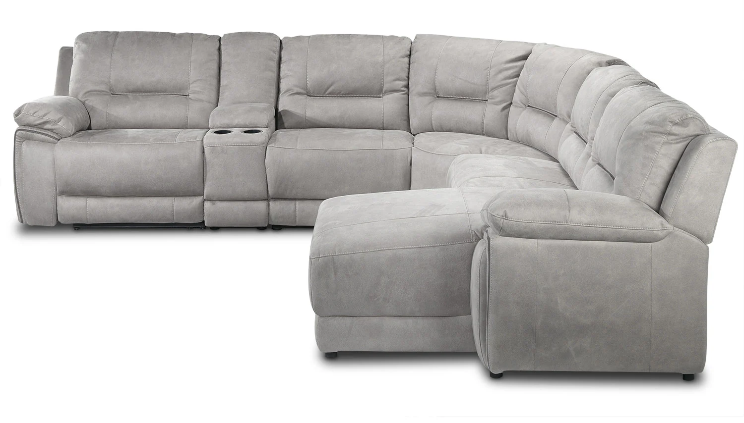 Pasadena 6-Piece Reclining Sectional with Right-Facing Chaise - Light Grey - Image 5
