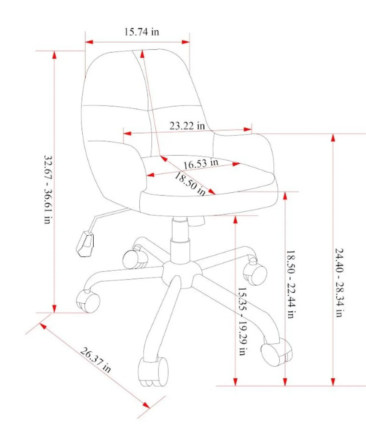 Pascal Office Chair - Grey - Image 8
