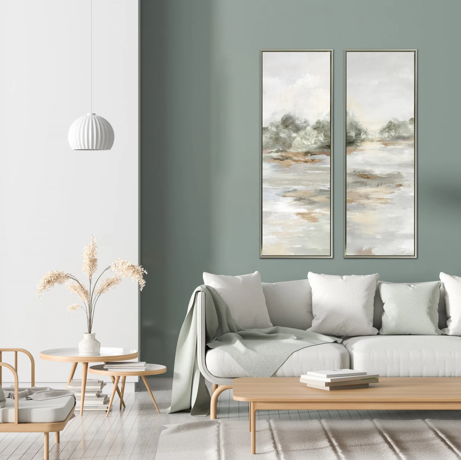 Pastel Reflections I Wall Art - Grey/Beige - 48 X 16 - Image 2