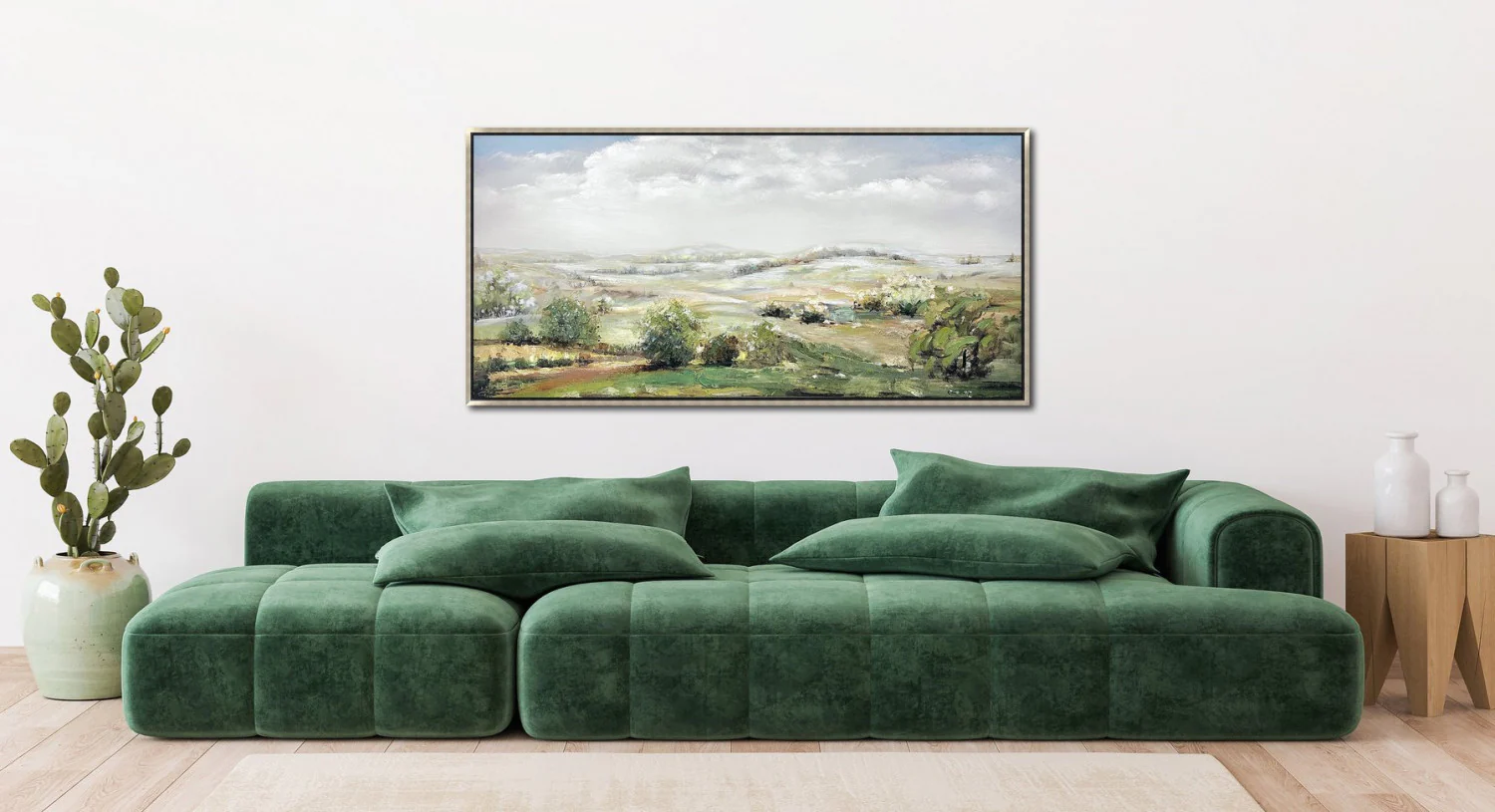Pastoral Peace Wall Art - Green/White - 28 X 56 - Image 2