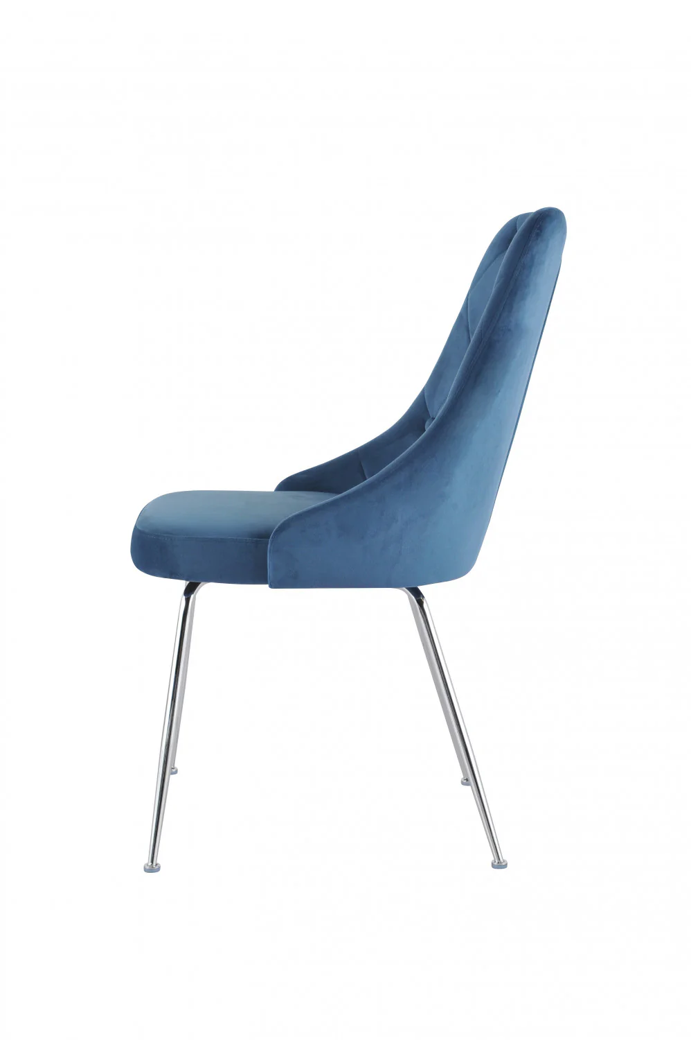 Peacock Velvet Dining Chair - Blue/Chrome - Set of Two - Image 4