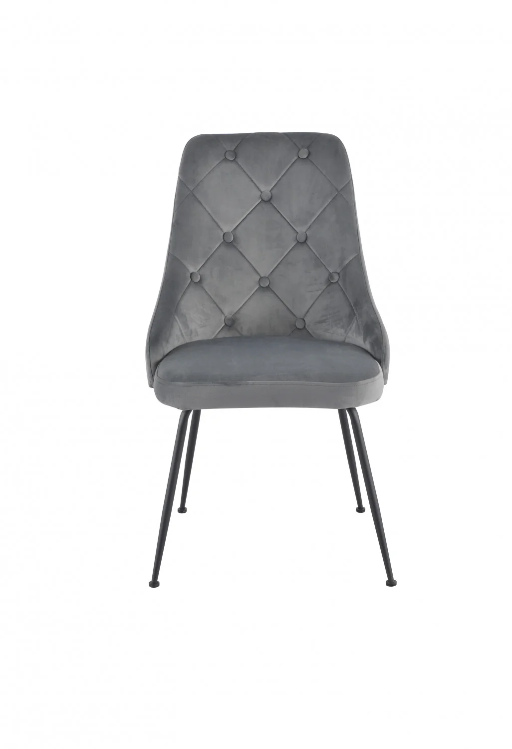 Peacock Velvet Dining Chair - Grey/Black - Set of Two - Image 3