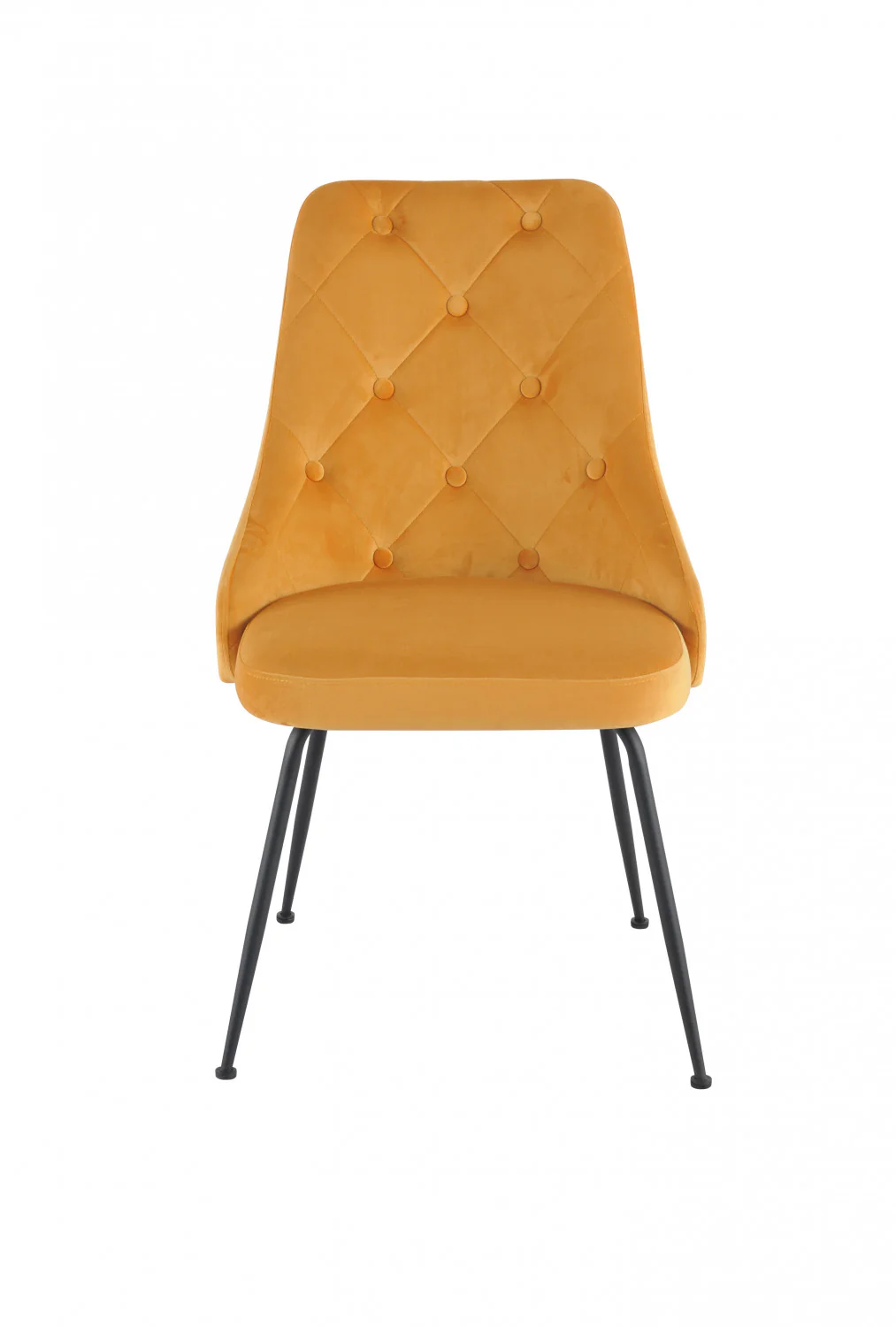 Peacock Velvet Dining Chair - Mustard Yellow/Black - Set of Two - Image 3