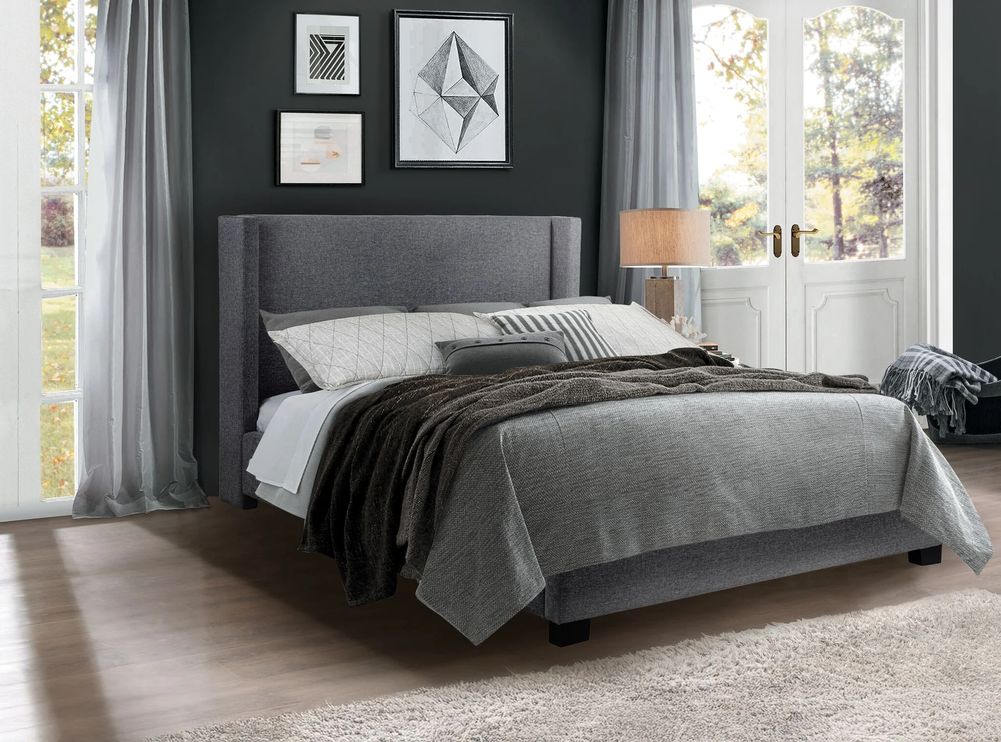 Penelope 3-Piece King Bed - Light Grey - Image 2