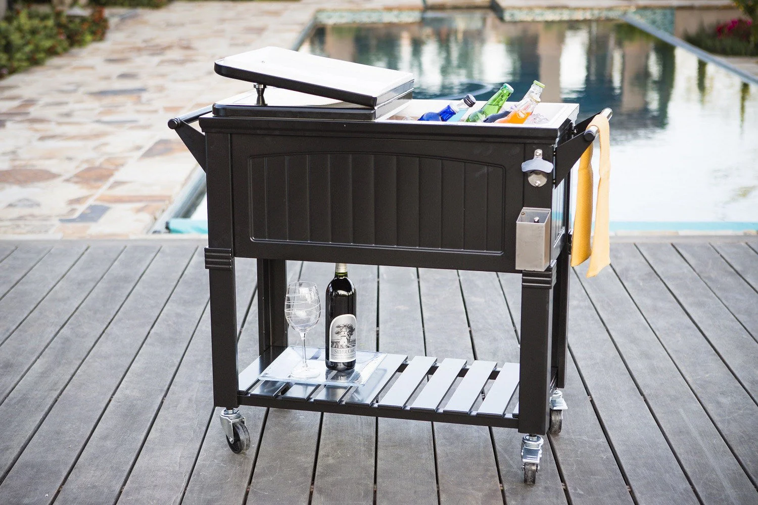 Permasteel 80Qt Furniture Style Patio Cooler - Black - Image 2