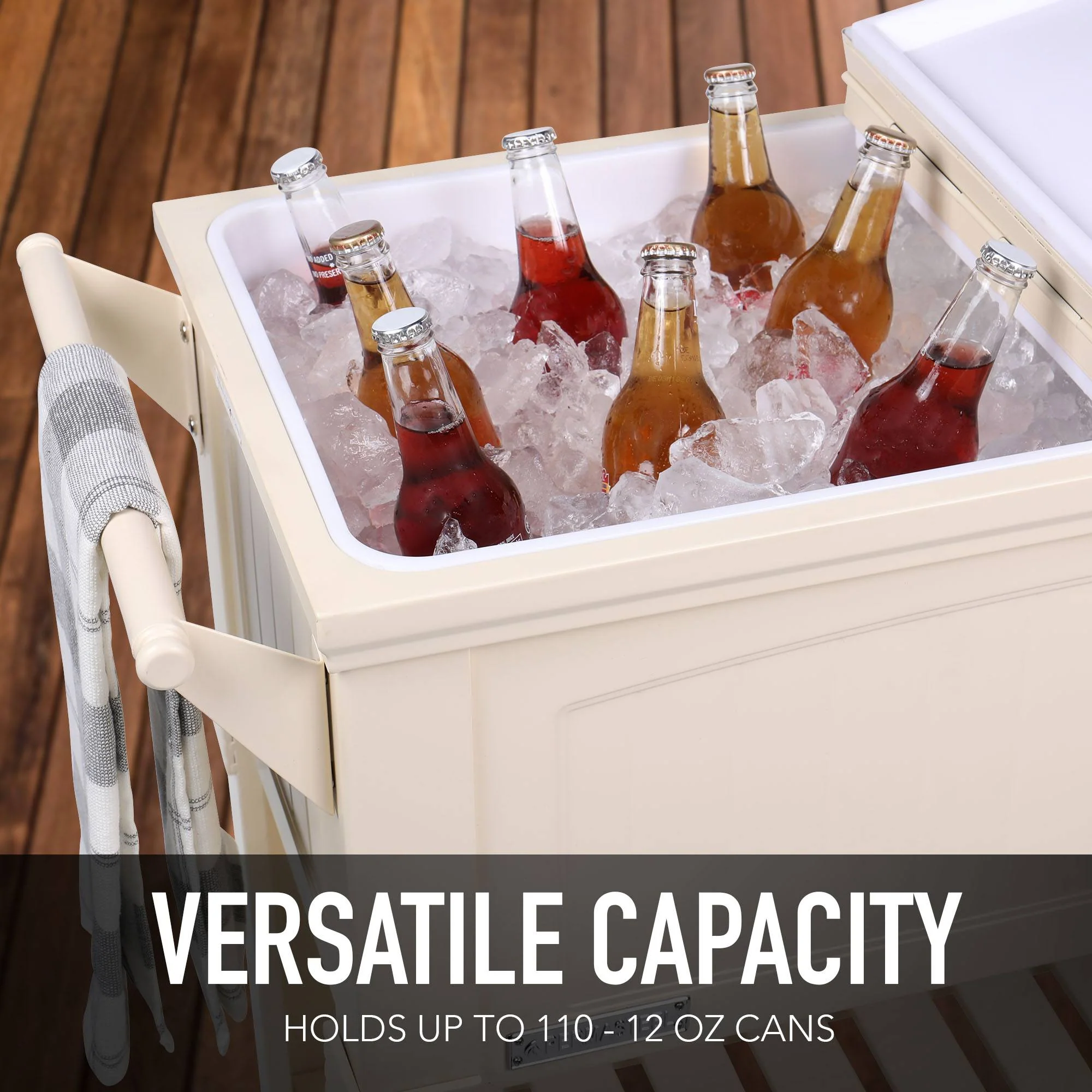 Permasteel 80Qt Furniture Style Patio Cooler - Cream - Image 5