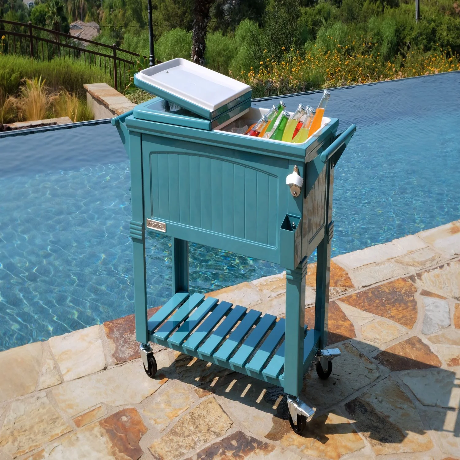 Permasteel 80Qt Furniture Style Patio Cooler - Teal - Image 2