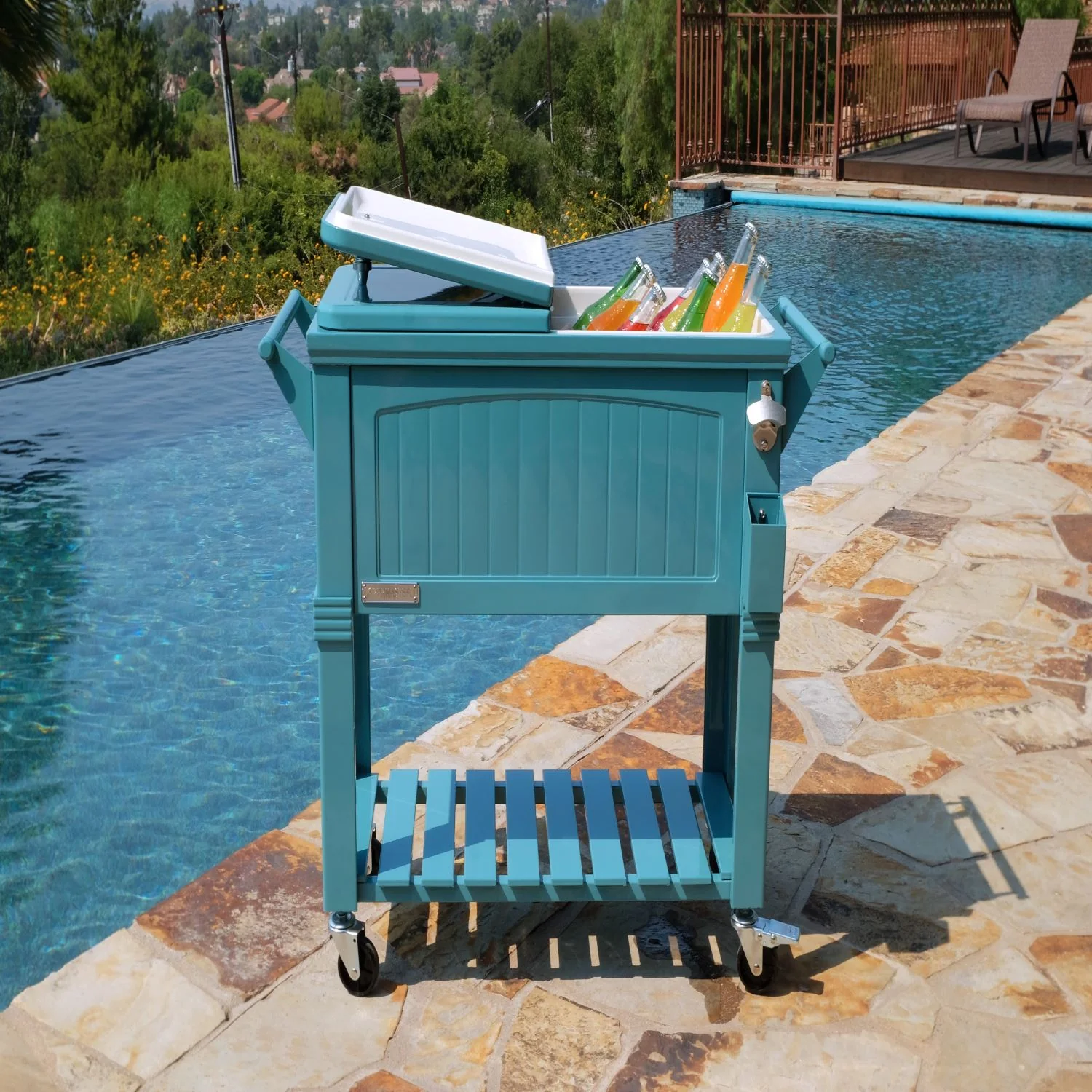 Permasteel 80Qt Furniture Style Patio Cooler - Teal - Image 4