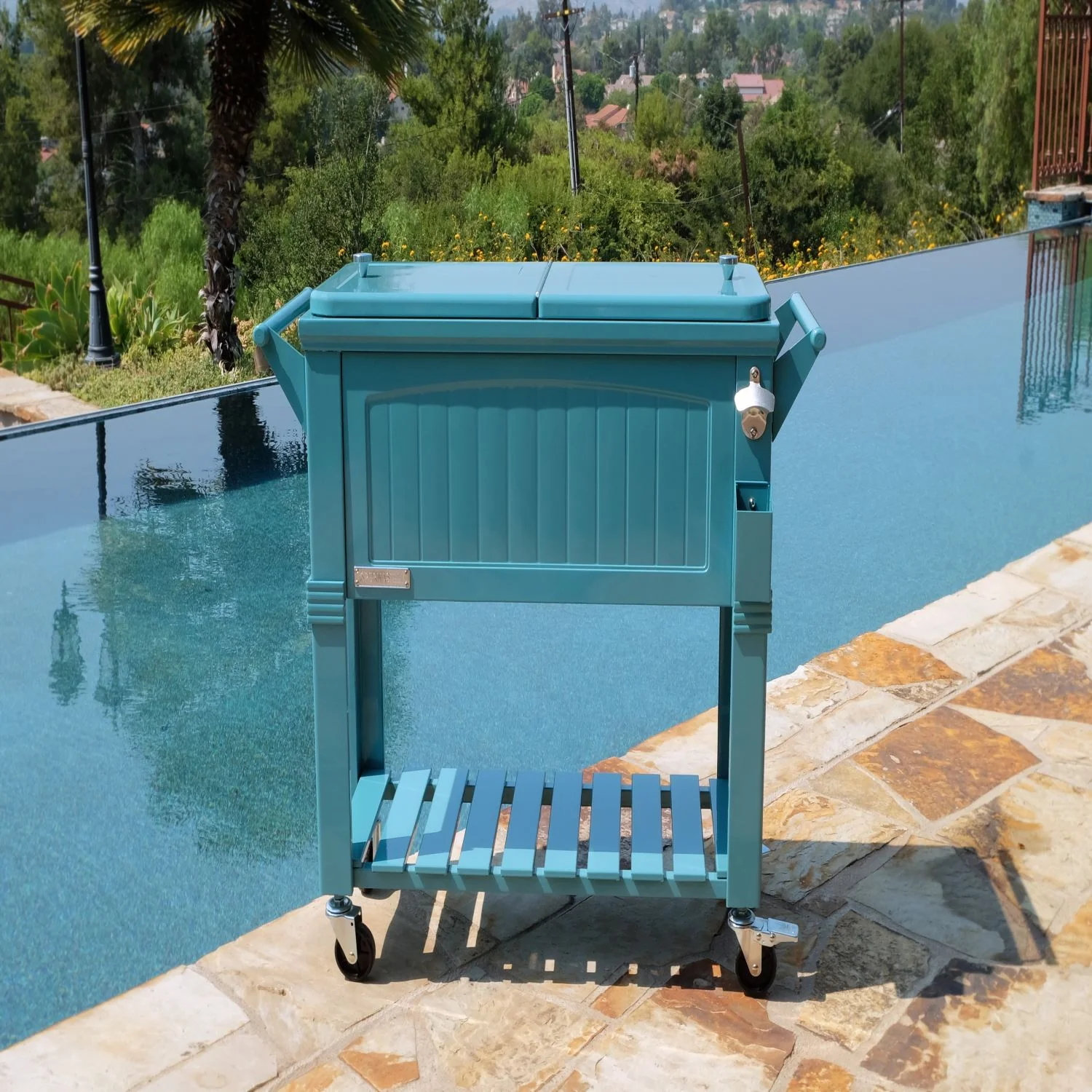 Permasteel 80Qt Furniture Style Patio Cooler - Teal - Image 5