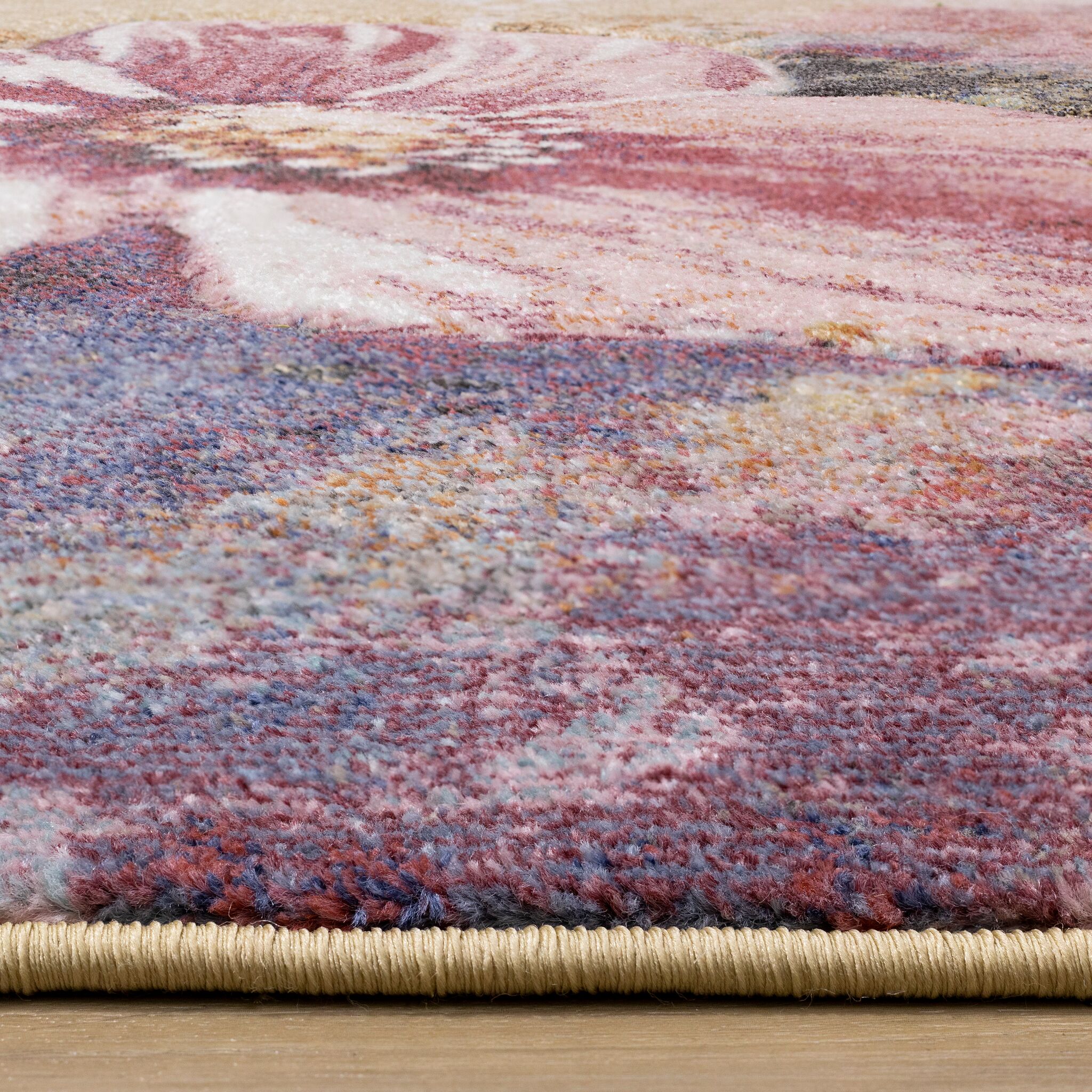 Petal Dreams 6'7" x 9'6" Poppy Design Area Rug - Pink, Blue, White - Image 7