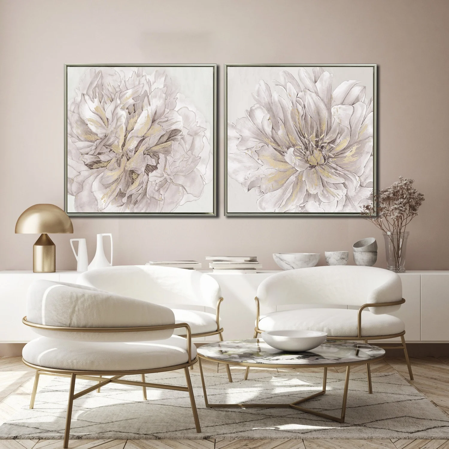 Petal Glow II Wall Art - White/Grey - 30 X 30 - Image 2